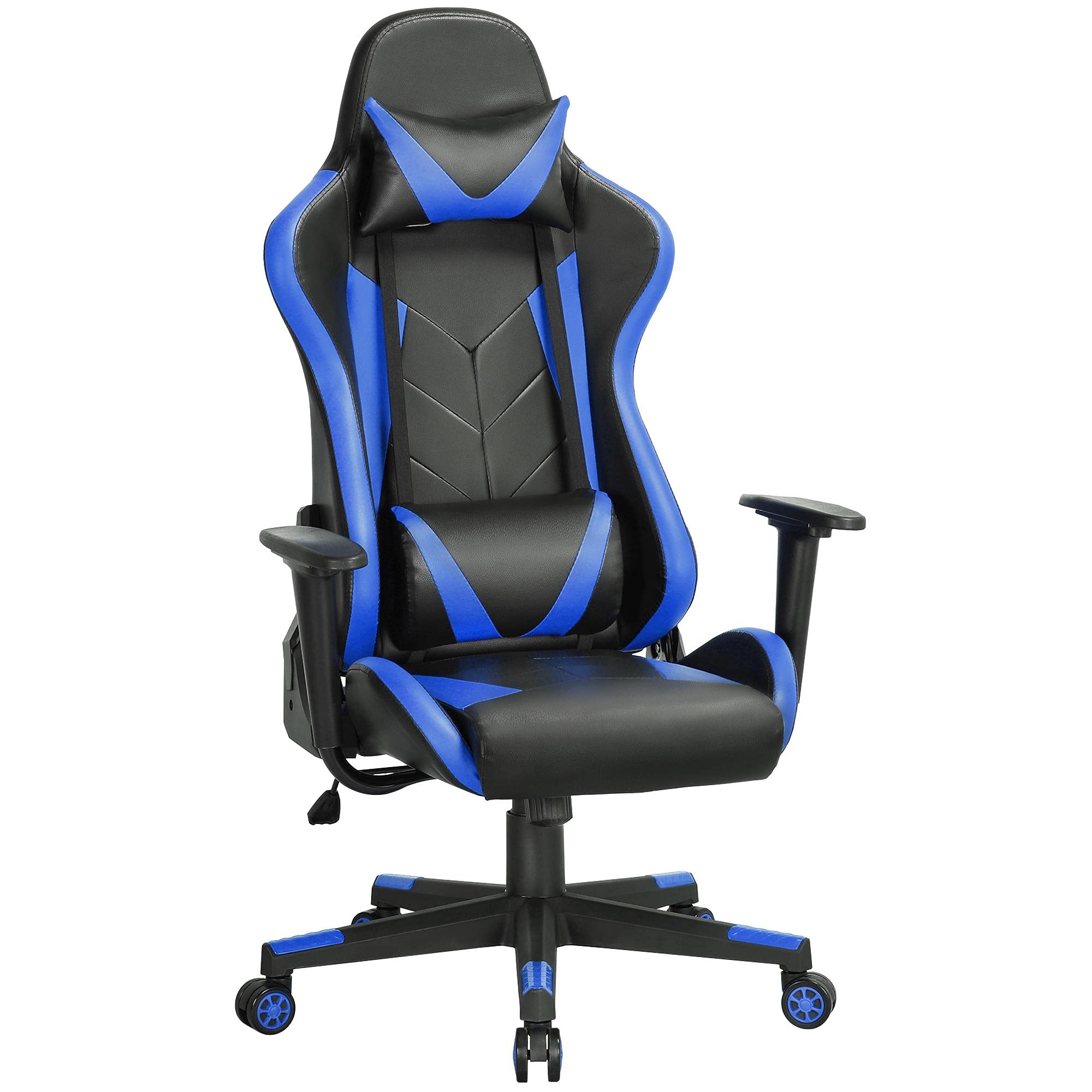 Yaheetech Ergonomic Gaming Chair - High Back Racing Style Computer Desk Chair with Adjustable Headrest & Lumbar Support for Office, Home, and Esports - Comfortable Leather Swivel Task Chair for Long Hours of Work or Gaming