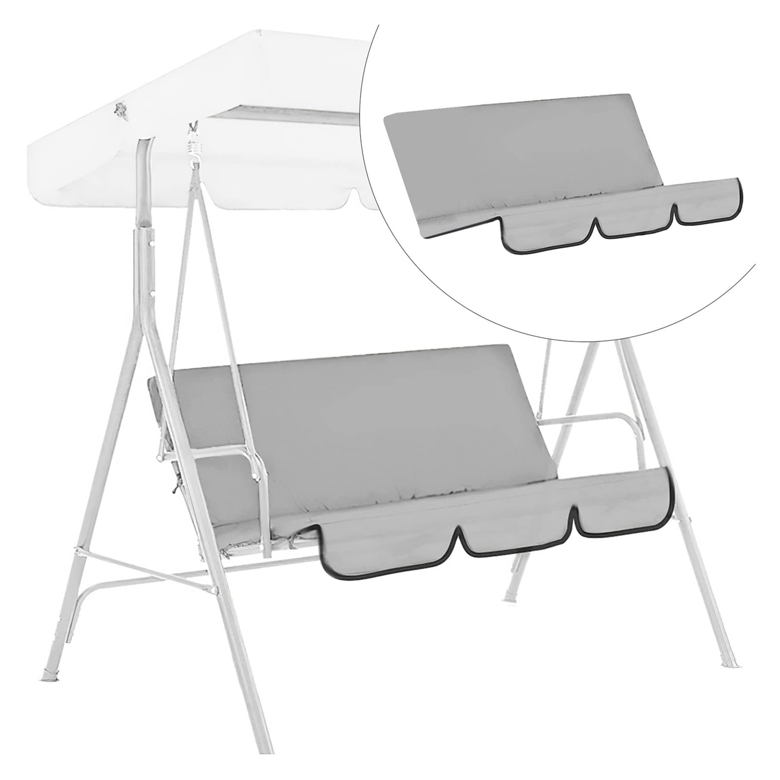 ZJYUUJE 3-Person Outdoor Swing Chair Cover - Waterproof UV Protection Patio Furniture Cover for Garden Swing, Egg Chair & Outdoor Seating (Gray) - Perfect for Backyard, Deck, and Poolside Use