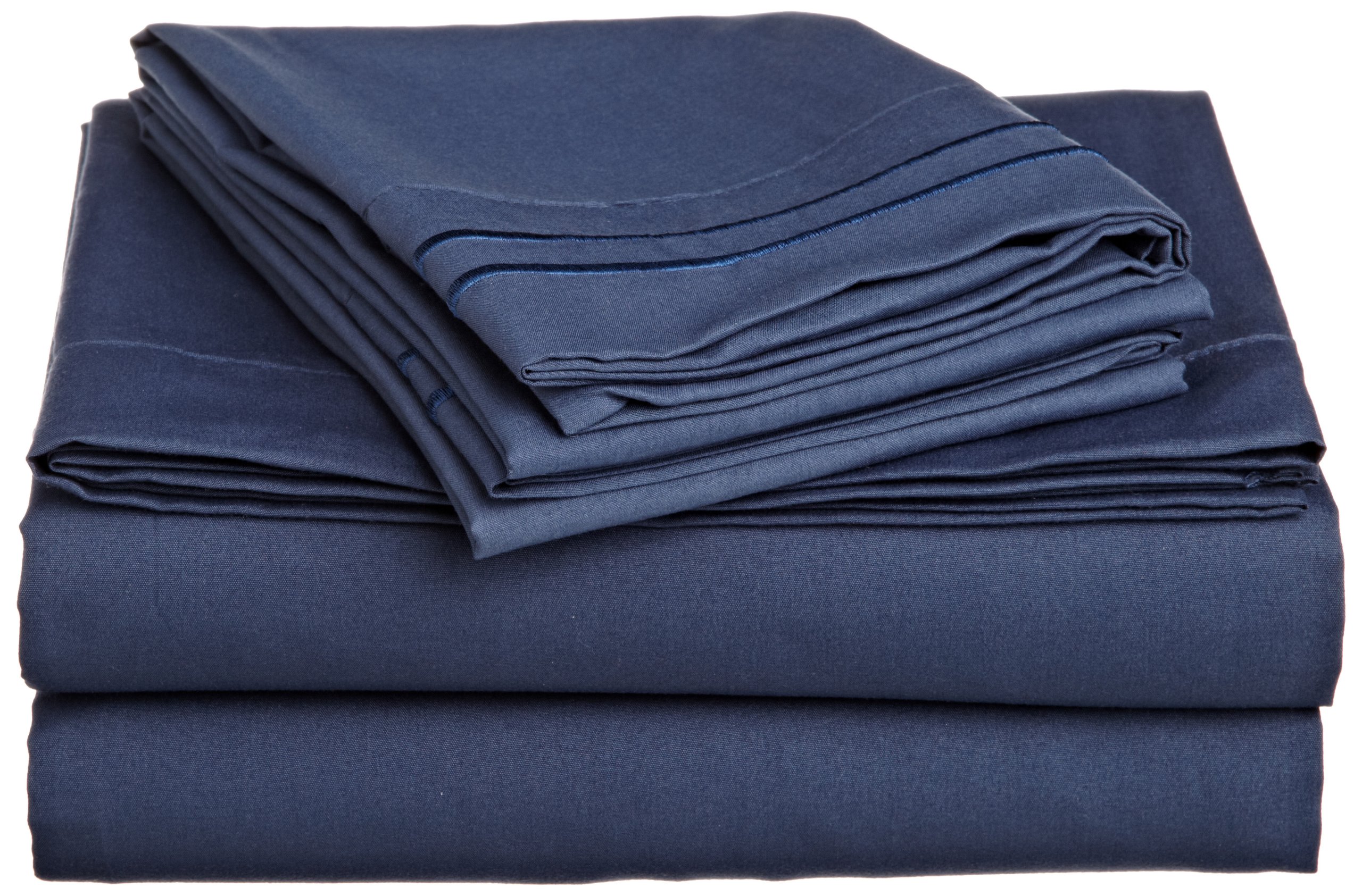 Luxury Soft Microfiber Sheet Set with Embroidered Pillowcases - Full Size Navy Blue Bedding - Breathable & Wrinkle-Free for Ultimate Comfort - Perfect for Master Bedroom, Guest Room & Dorm