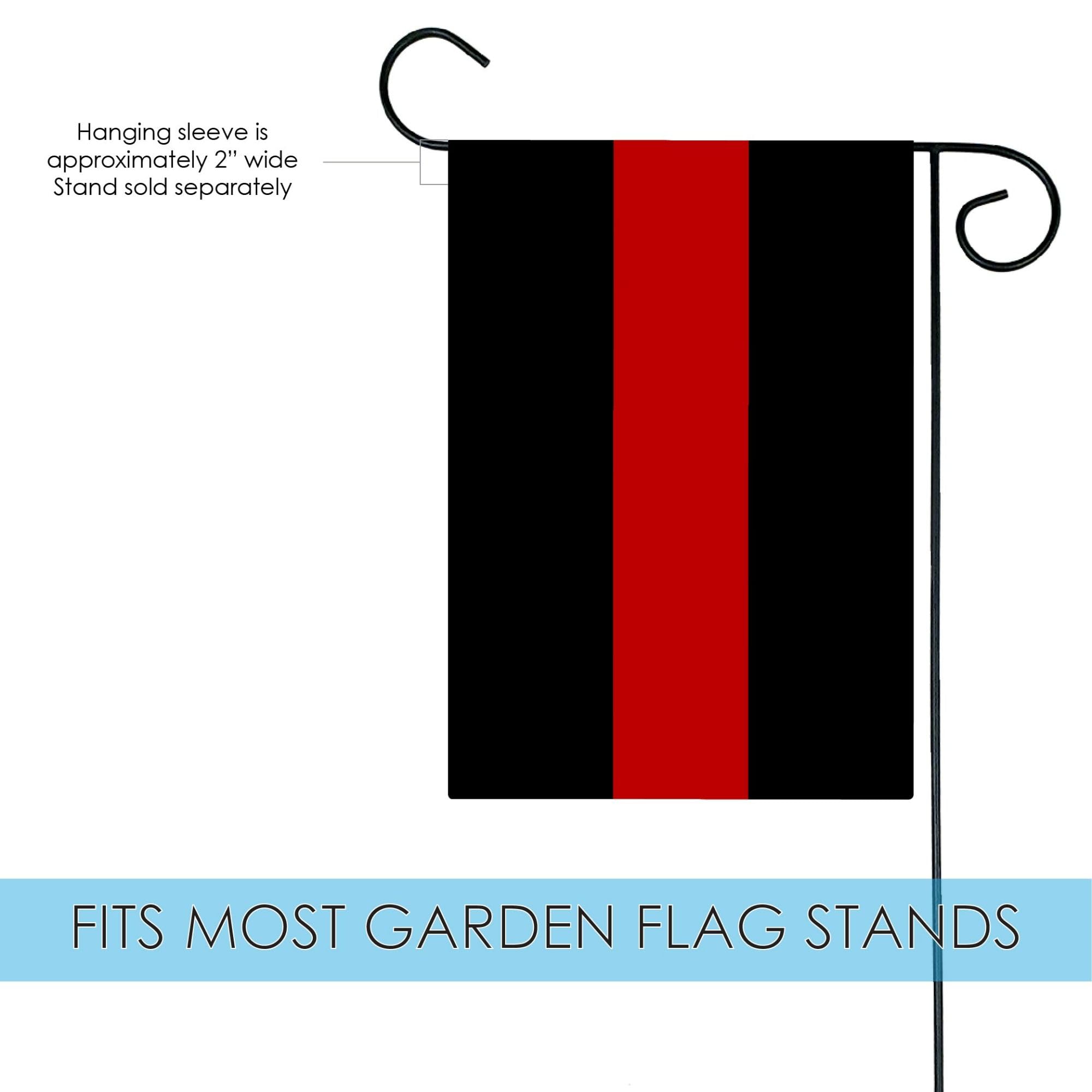 Toland Home Garden 1110868 Thin Red Line Fire Flag - 12x18 Inch Double Sided Outdoor Firefighter Garden Flag, Patriotic Yard Decoration for House, Front Porch & Fire Station Display