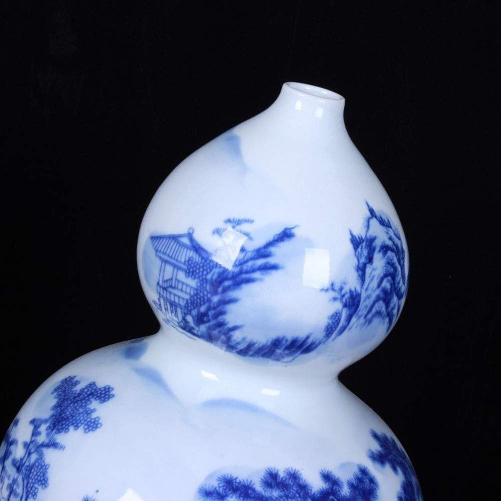 Creative Simplicity Ceramic Vase - Handmade Blue and White Porcelain Gourd Shape Table Decor with Precious Base (32x20x2.5cm) | Elegant Home Accessories for Living Room, Dining Table & Wedding Centerpieces