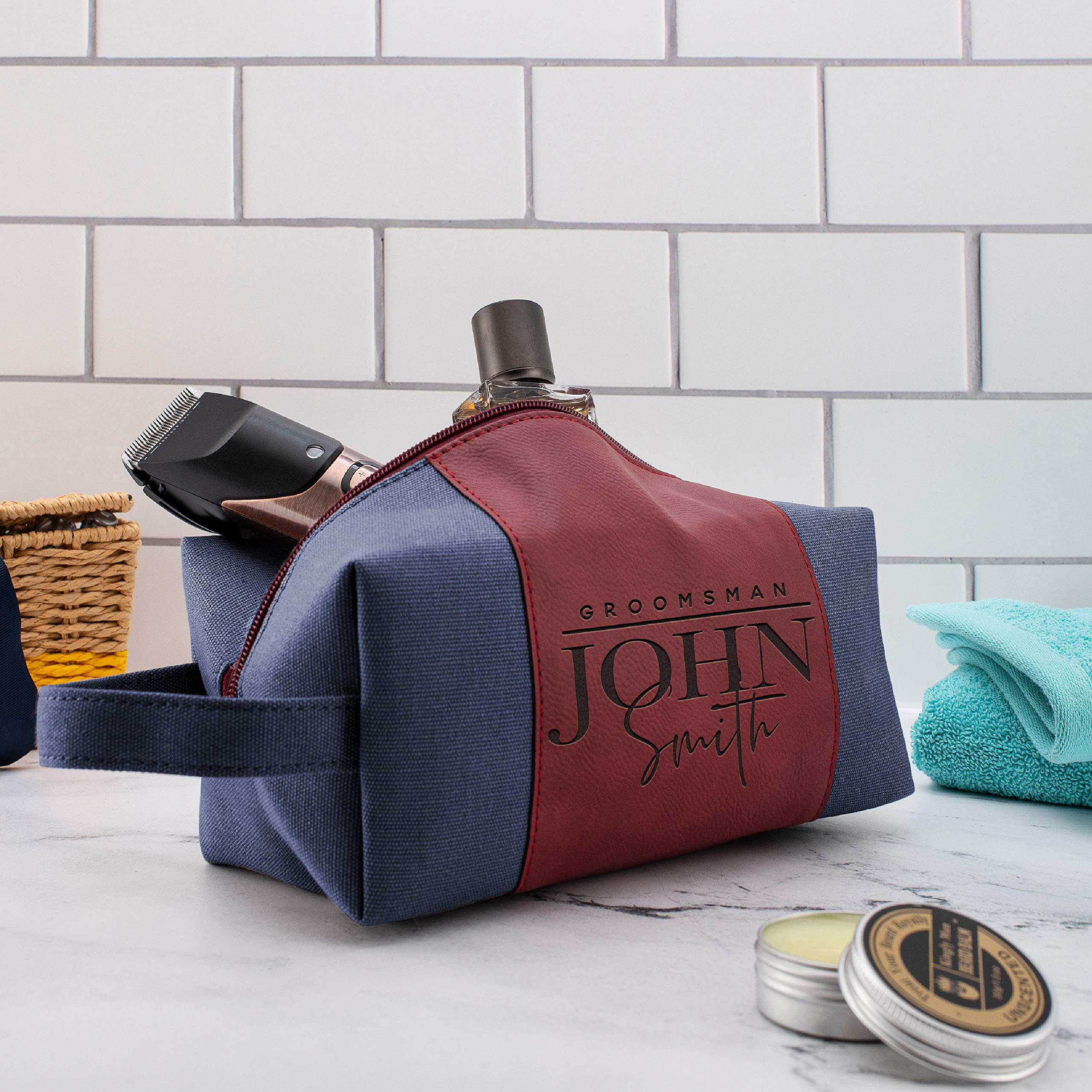 Personalized Groomsmen Gifts - Custom Engraved Men's Toiletry Bag for Wedding Party - Perfect for Bachelor Party, Honeymoon & Travel Essentials