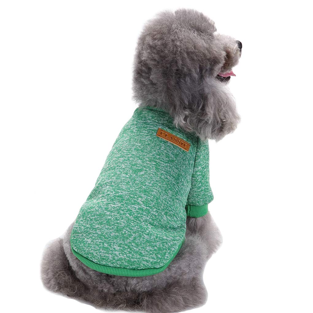 Classic Knit Dog Sweater for Small Dogs - Warm Winter Puppy Coat, Soft & Cozy Pet Clothing (XS, Green) - Perfect for Indoor & Outdoor Winter Walks