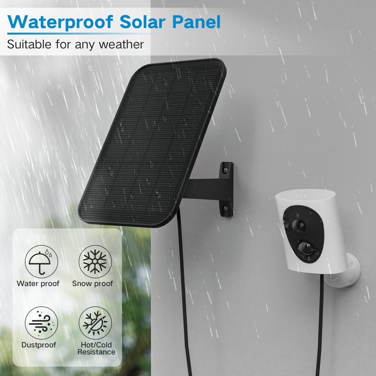 Virtavo Solar Panel for Wireless Outdoor Security Camera - Compatible with Rechargeable Battery Powered Surveillance Cameras - Continuous Solar Charging - Perfect for Home Security, Backyard Monitoring & Weatherproof Outdoor Use