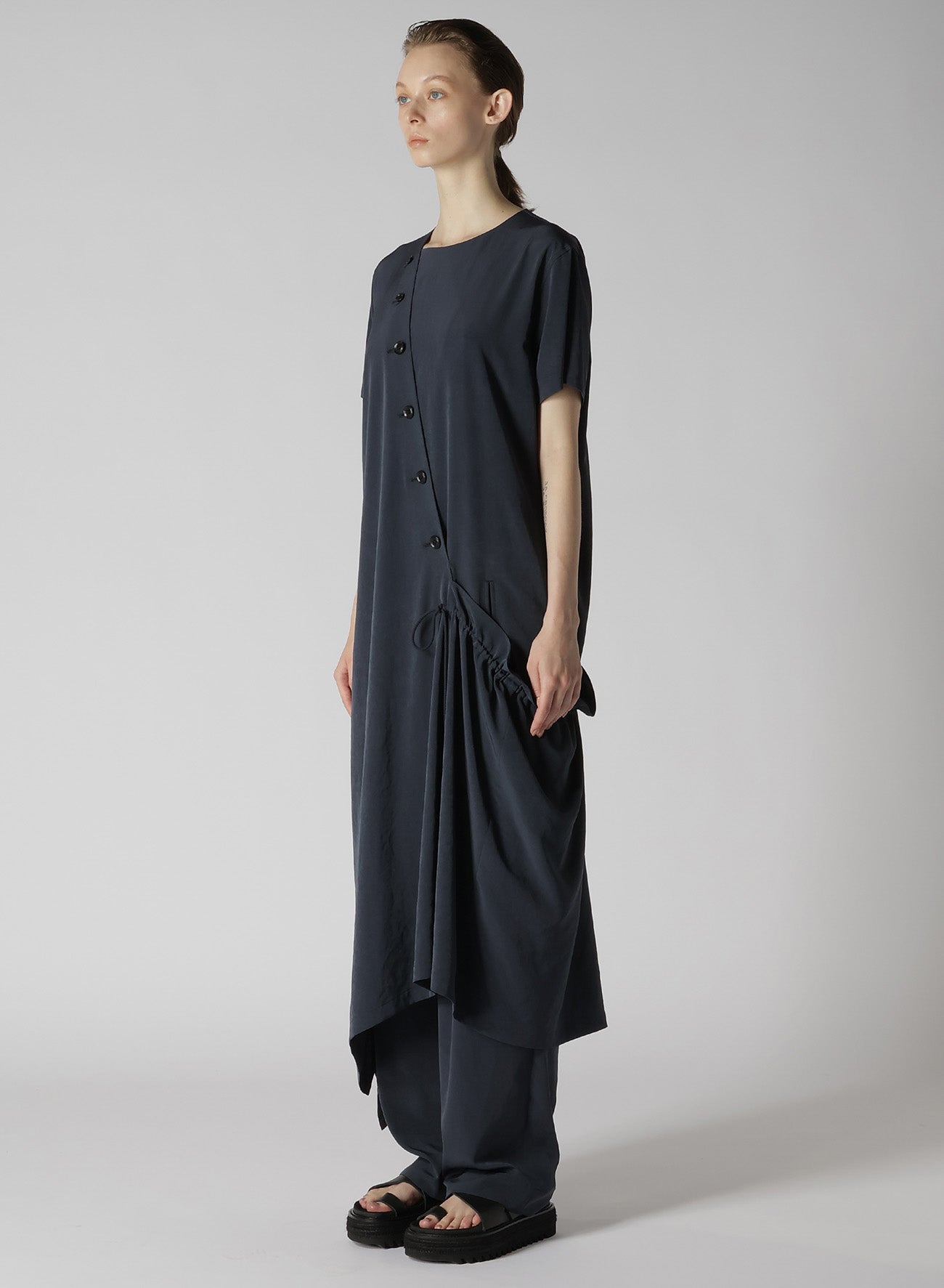 Elegant Crepe de Chine Half Sleeve Draped Dress for Women - Perfect for Office Wear, Cocktail Parties & Special Occasions