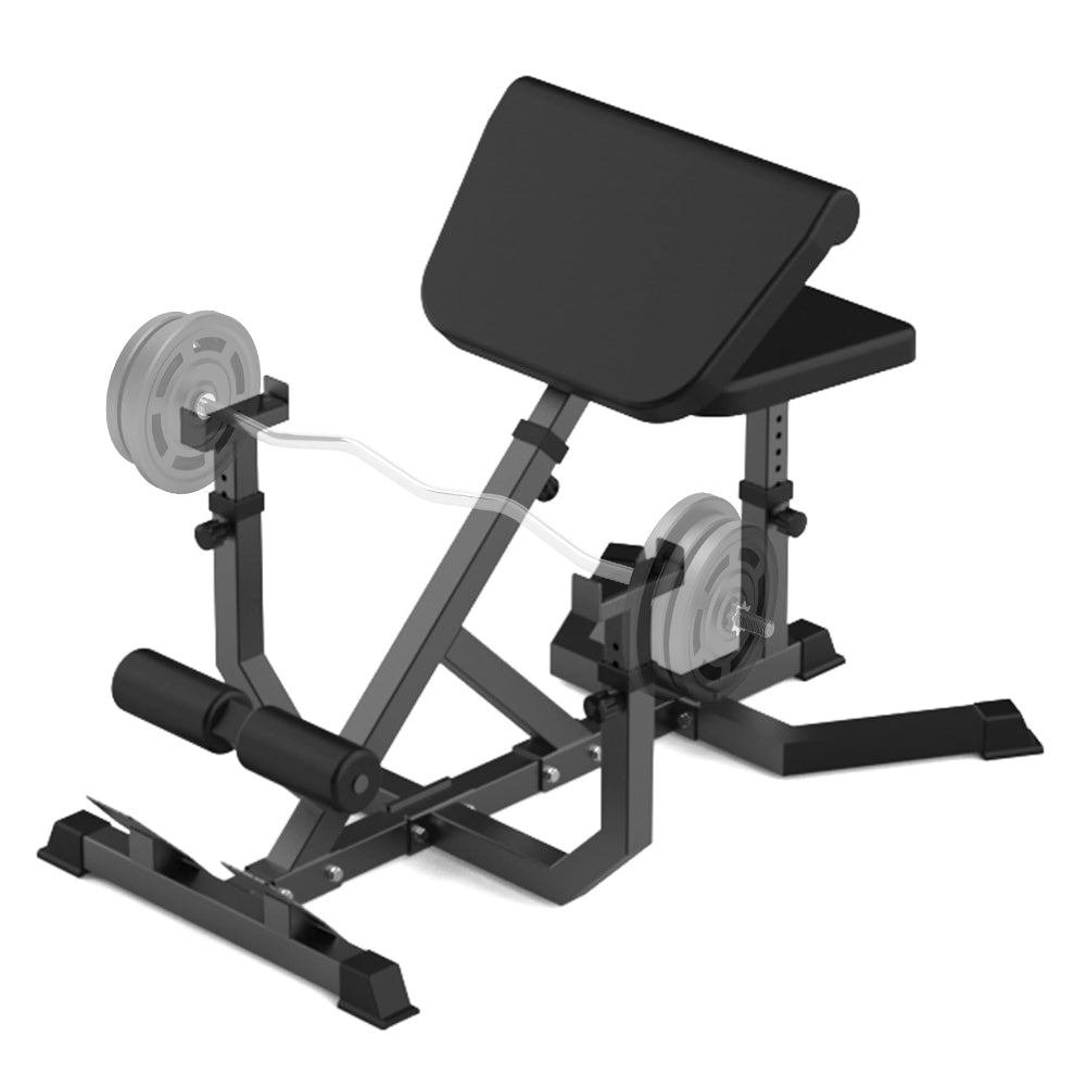 GARVEE 2-in-1 Roman Chair & Preacher Curl Bench - Adjustable Hyperextension Bench for Home Gym - Heavy Duty Ab, Back, Glute & Leg Workout Equipment with Arm Support - Perfect for Strength Training & Core Exercises (Black)