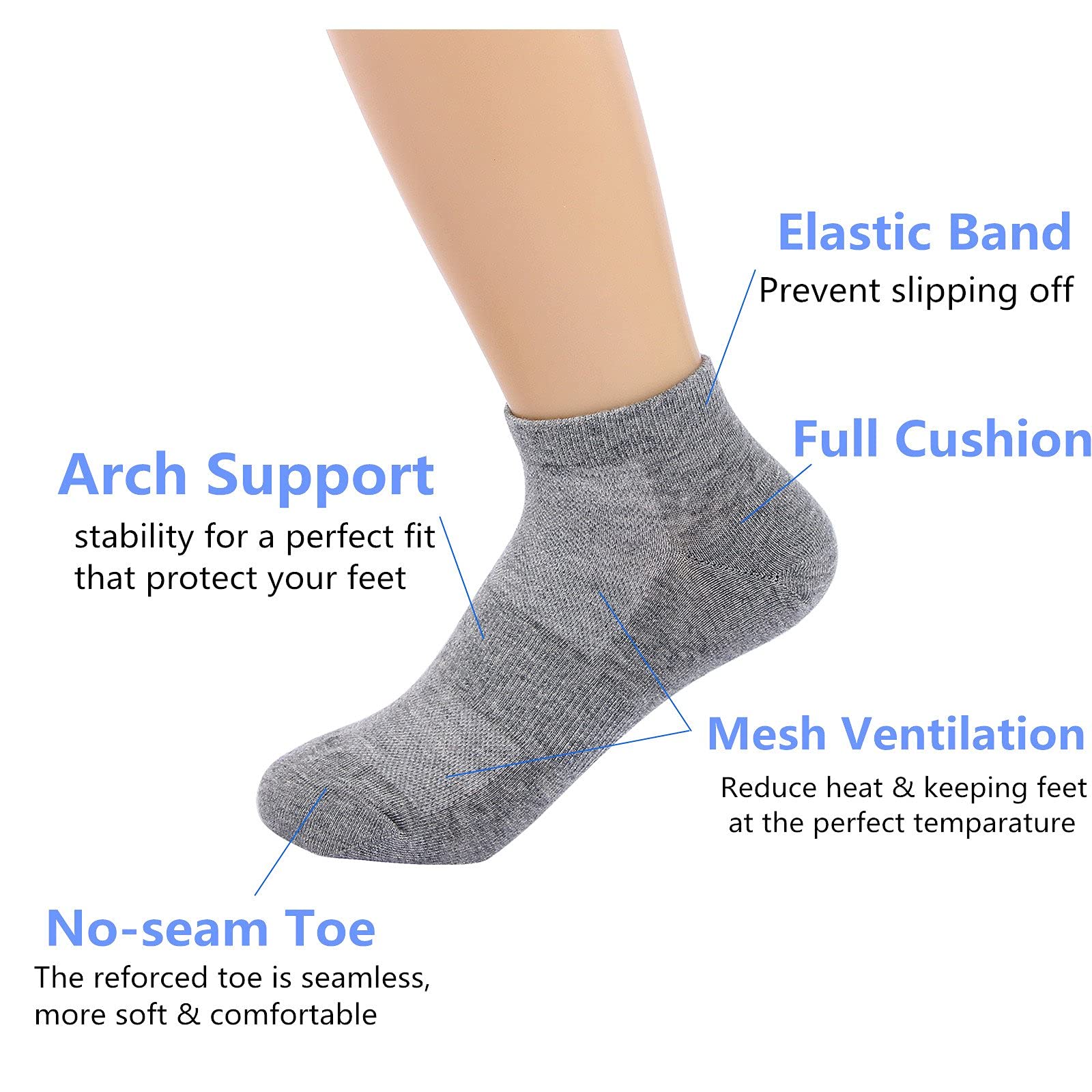 Low Cut Ankle Cotton Socks for Women - 3 Pairs Cushioned Athletic Running Socks with Breathable Comfort - Perfect for Gym, Jogging, Yoga & Everyday Wear