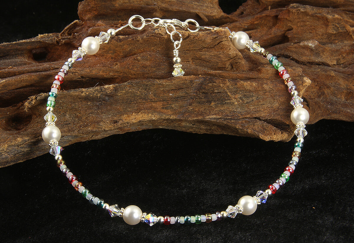 Elegant Crystal Pearl Beaded Anklet for Women - Stylish Bohemian Ankle Bracelet for Summer, Beach, Party & Wedding Accessories