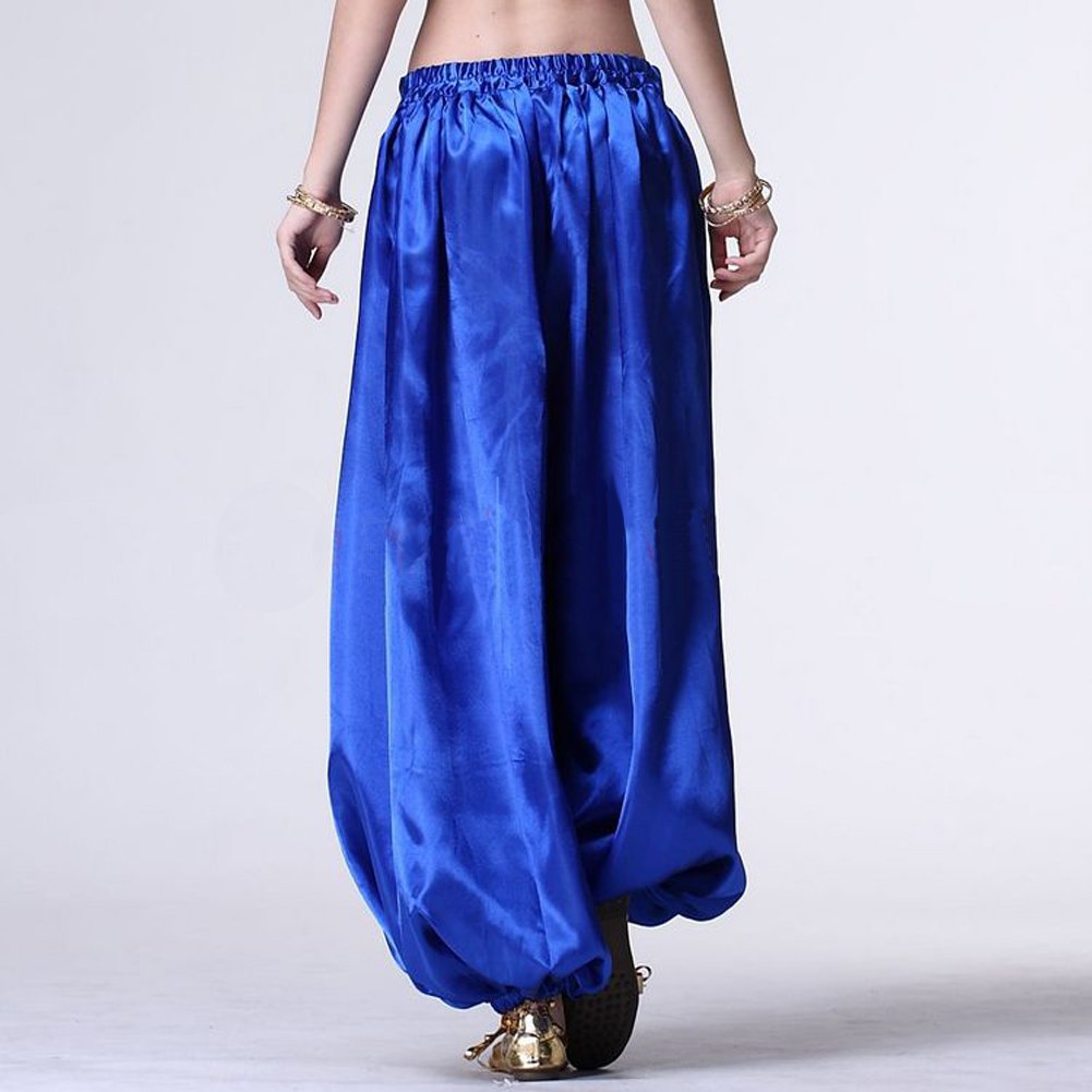 MUNAFIE Metallic Palazzo Pants for Praise Dance, Belly Dance & Carnival - Shiny Satin Celebration Pants - Perfect for Arab Festivals, Performances & Costume Parties