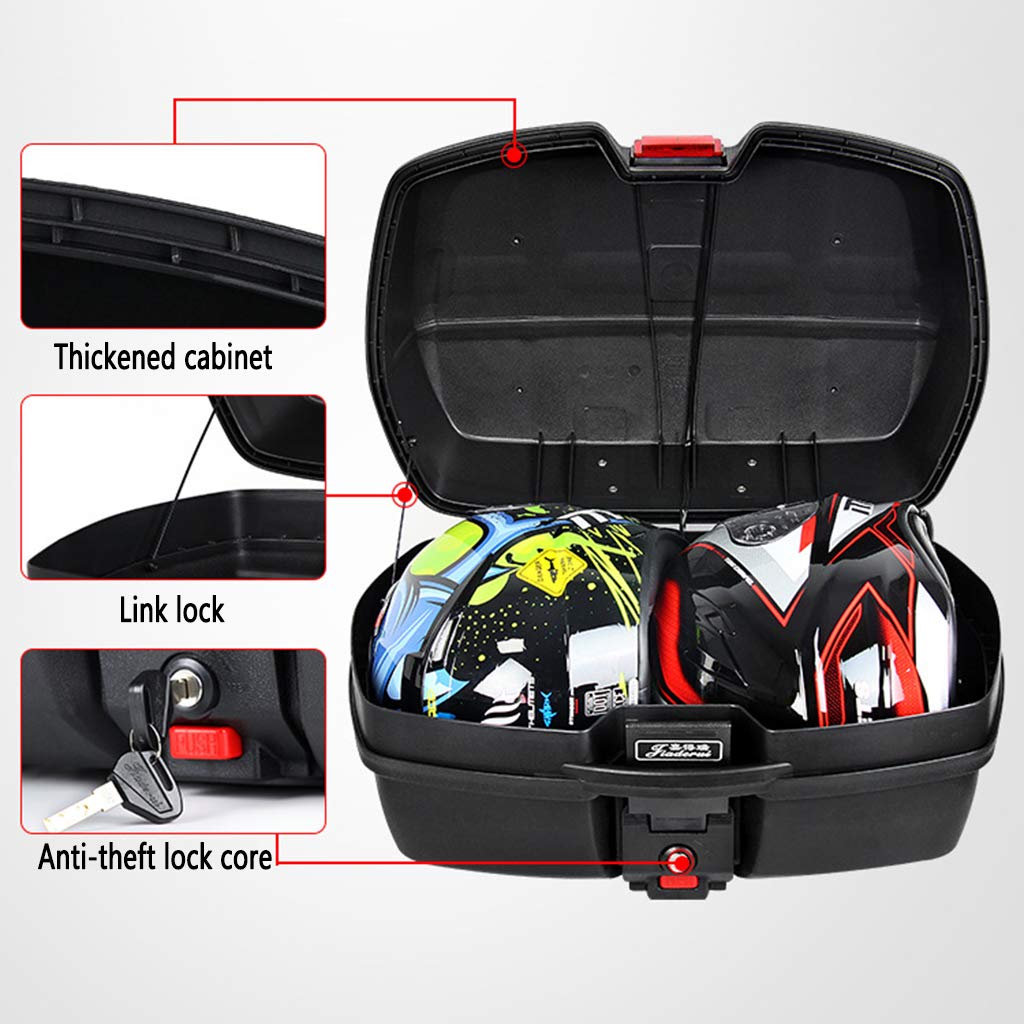 Universal Motorcycle Top Box - 45L Extra Large Hard Luggage Case with Mounting Hardware for Scooters & Motorbikes | Weatherproof Storage for Commuting, Touring & Daily Rides