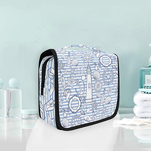 Waterproof Hanging Travel Toiletry Bag with Nautical Design - Large Cosmetic Organizer for Men & Women - Perfect for Camping, Gym, Business Trips & Vacation Essentials Storage