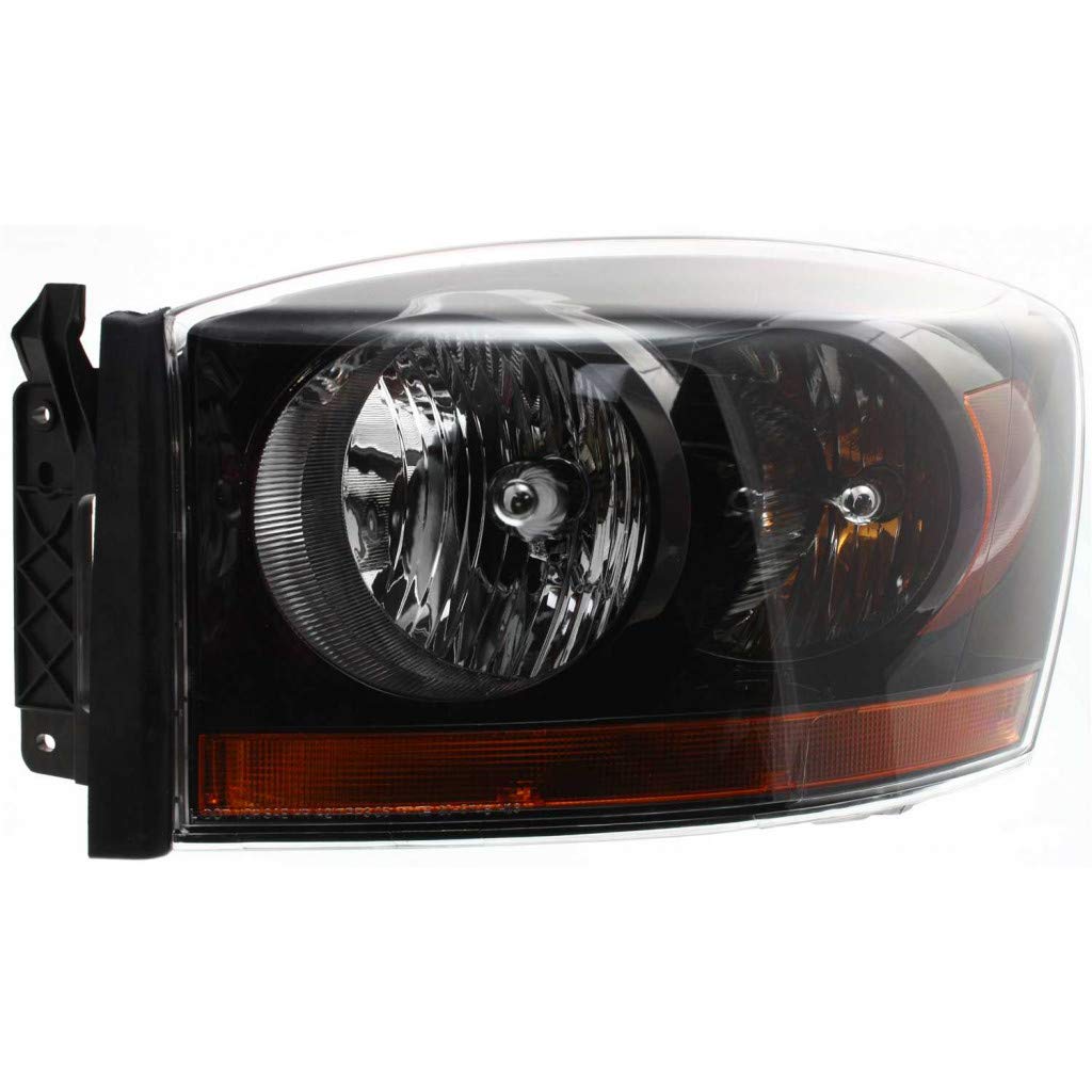 2006 Dodge Ram 2500 Driver Side Headlight Assembly - Black Bezel CAPA Certified (Part# CH2518115, 55372815AB) - Perfect for Night Driving & Off-Road Adventures