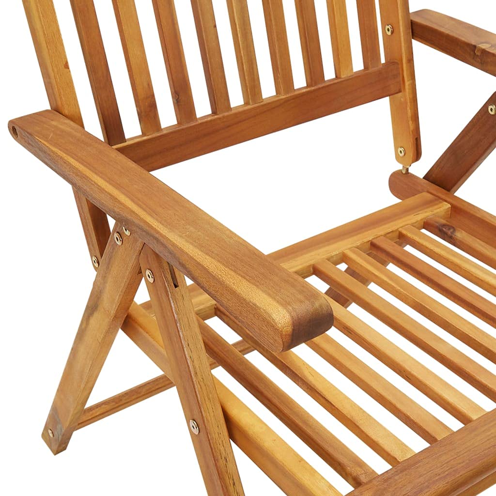 vidaXL Solid Acacia Wood Patio Reclining Chairs Set of 2 - Weather-Resistant Outdoor Furniture, Adjustable Comfort for Backyard & Poolside Relaxation, Easy Cleaning Garden Chairs for Patio, Deck, and Porch