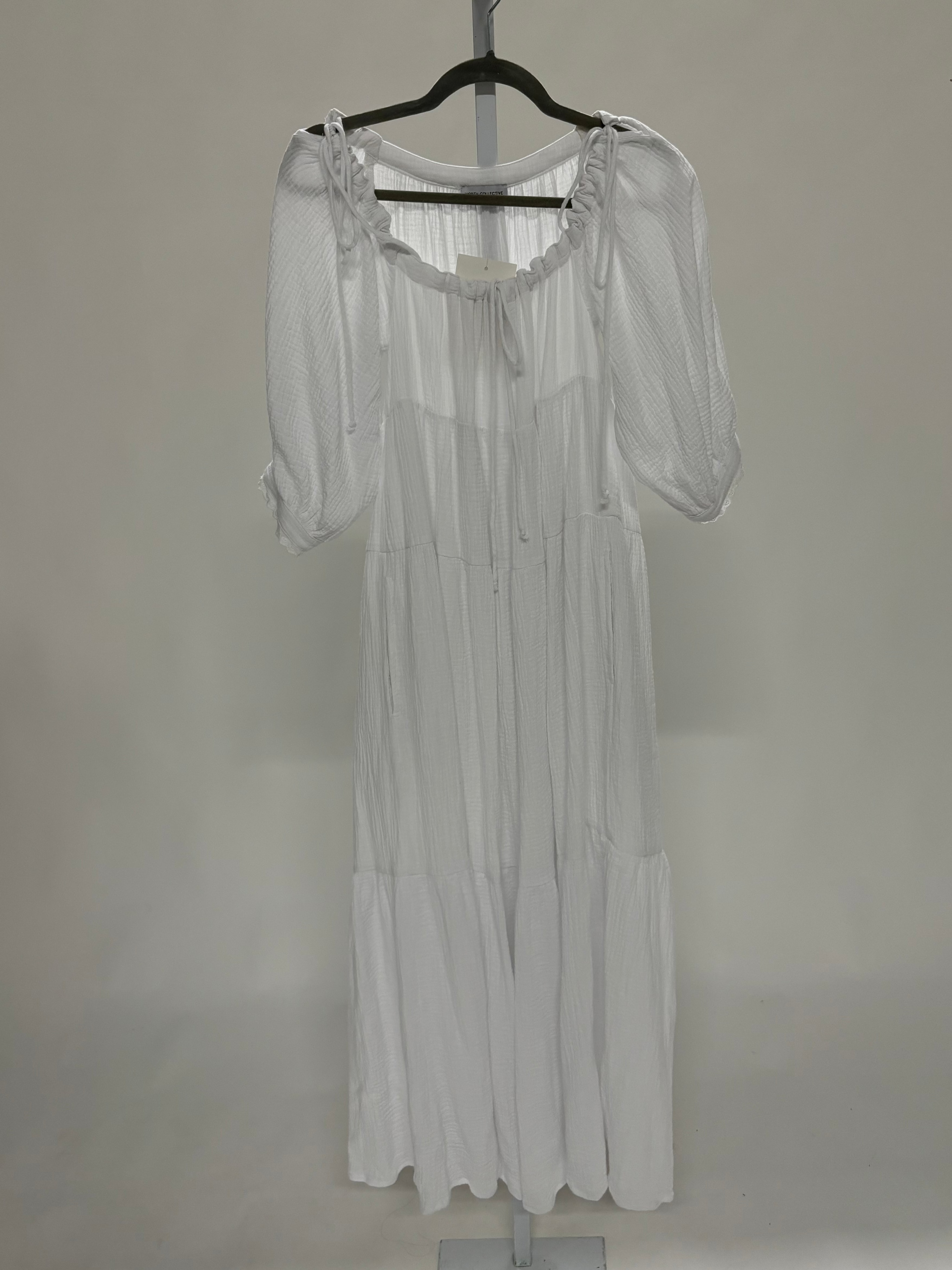 Goddess 100% Cotton Babydoll Maxi Dress in White | Bump Friendly Maternity Dress | Perfect for Pregnancy, Beach Vacations & Summer Weddings