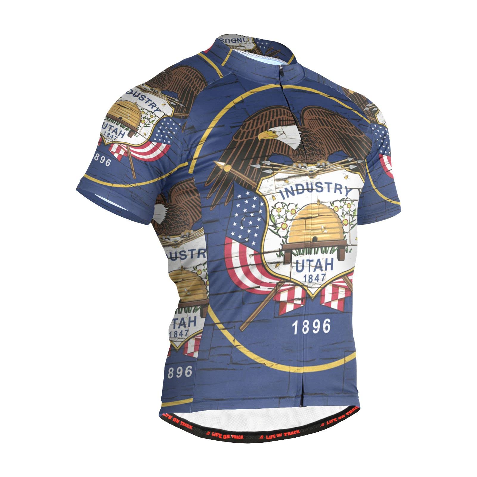 Utah State Flag Men's Cycling Jersey - Breathable Short Sleeve Bike Shirt for Road & Mountain Biking - Perfect for Cycling Enthusiasts & Outdoor Sports