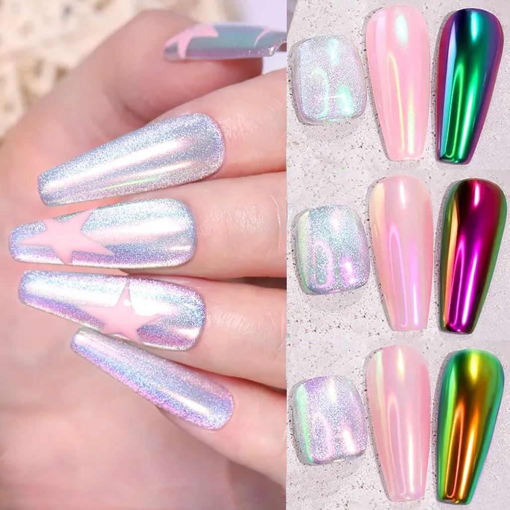 Born Pretty Chrome Aurora Nail Polish - Metallic Holographic Nail Lacquer for Gel & Acrylic Nails - Perfect for Parties, Weddings & Special Occasions