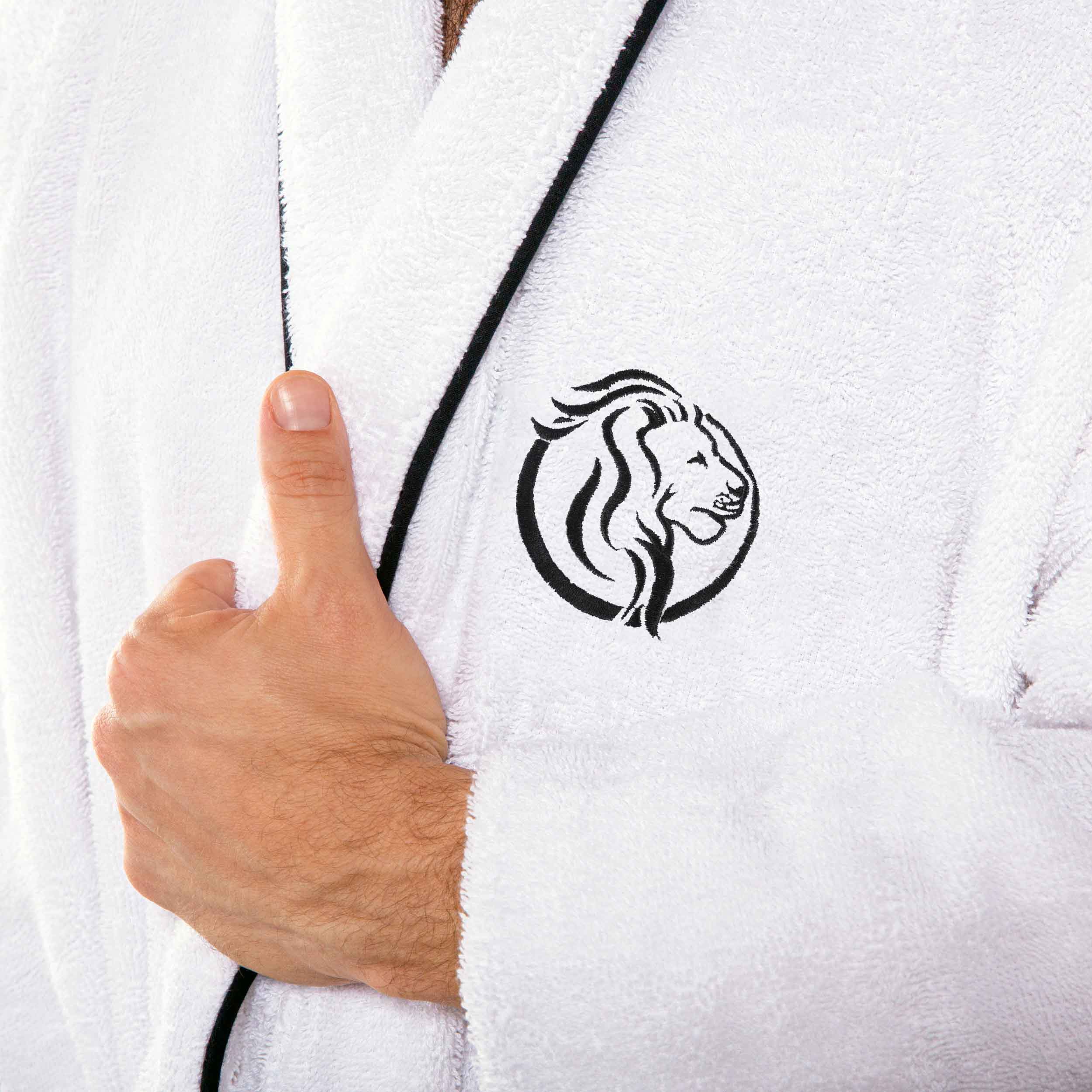 Premium Cotton Unisex Bathrobe for Adults - Soft, Fluffy & Highly Absorbent - White Embroidered Spa Robe for Relaxation, Hotels & Home Comfort