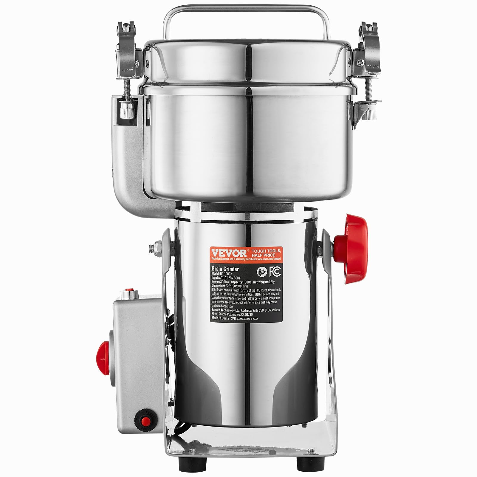VEVOR 1000g Electric Grain Mill Grinder - 3000W High-Speed Commercial Spice Grinder | Stainless Steel Powder Machine for Coffee, Corn, Pepper & Dry Grains | Perfect for Bakeries, Coffee Shops & Home Kitchens
