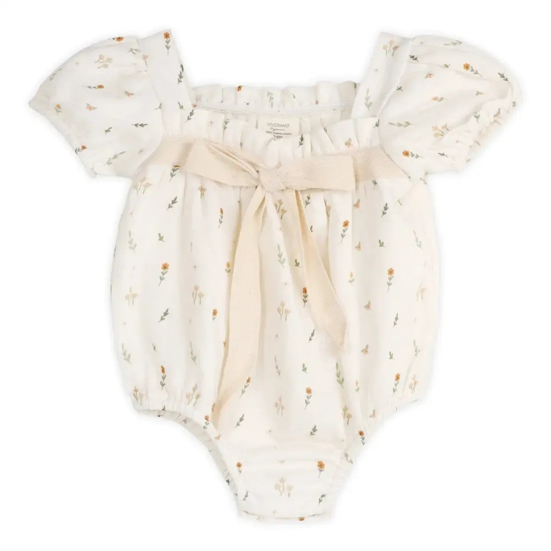 Viverano Organic Bubble Baby Romper - Soft Cotton Boho Floral Print One-Piece Outfit for Newborns & Infants | Perfect for Playtime, Photo Shoots & Special Occasions