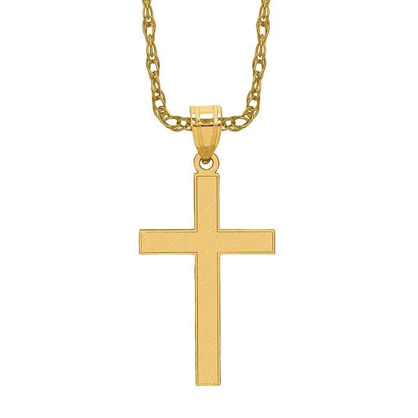 14K Solid Yellow Gold Florentine Latin Mexican Holy Cross Necklace - Religious Jesus Christ Charm Pendant for Women & Men - Perfect for Baptism, First Communion, Confirmation & Daily Wear