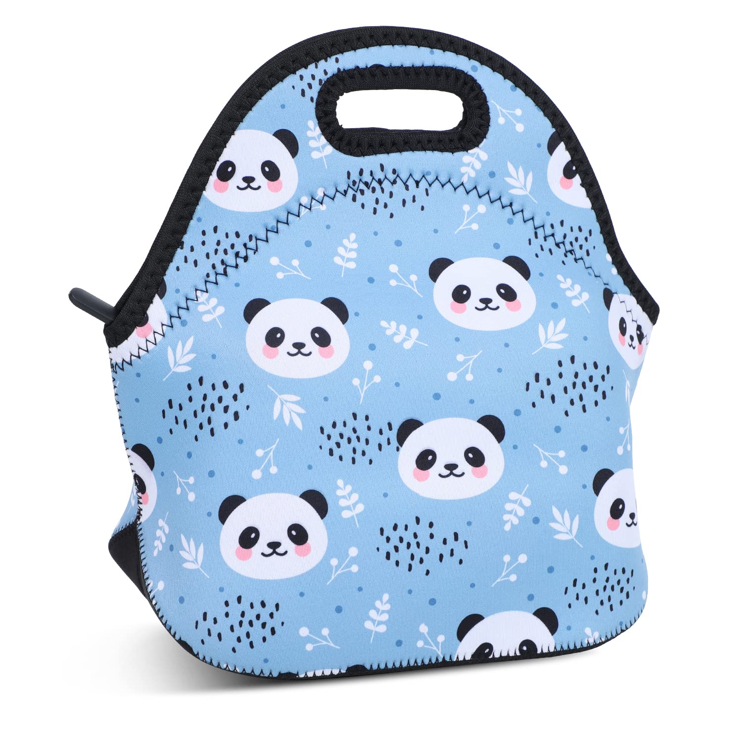 Violet Mist Panda Neoprene Lunch Bag for Women - Cute Insulated Reusable Lunch Box with Handle, Perfect for Work, Office, Picnic & Christmas Gifts