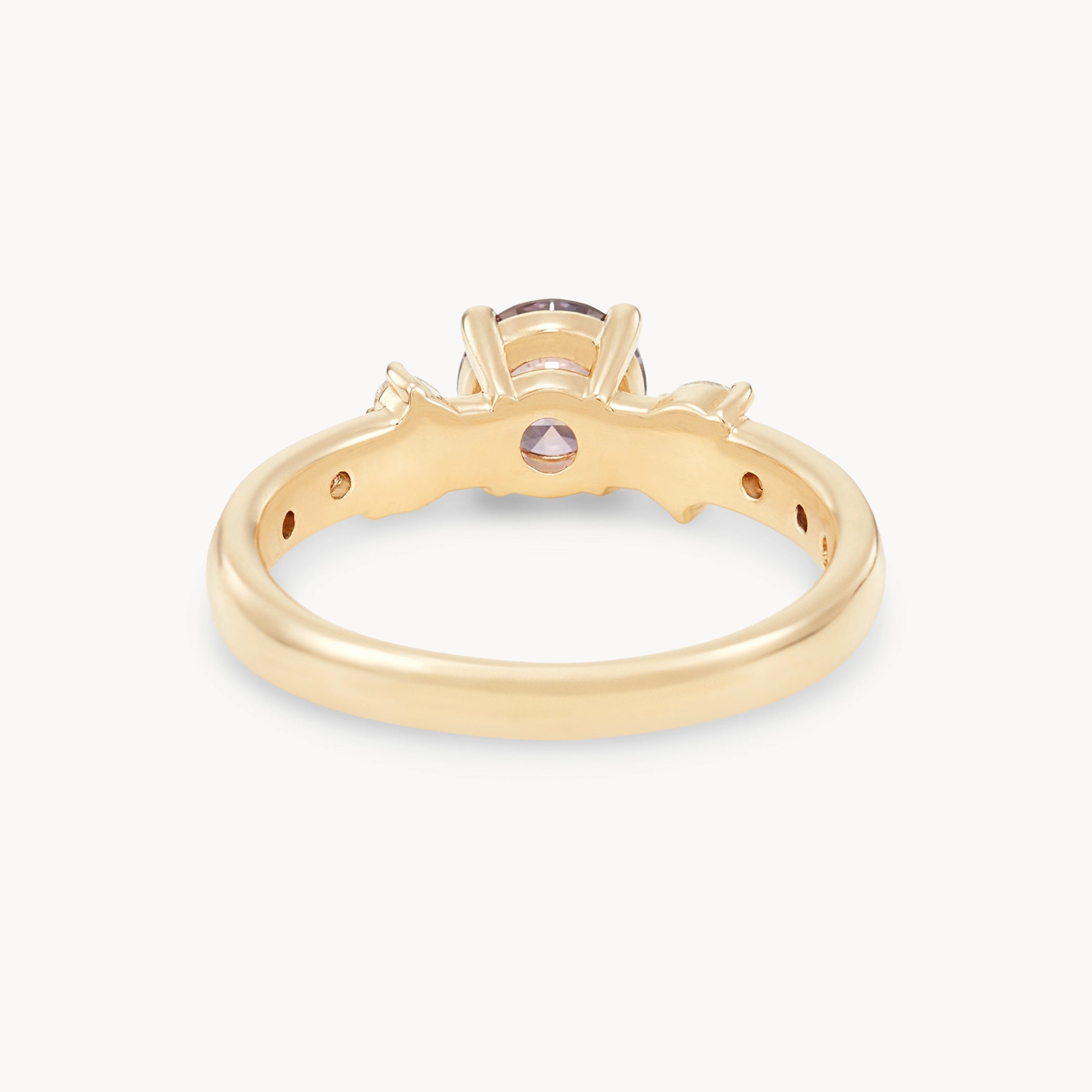 Unique 14K Yellow Gold Round Sapphire Blush Cascade Ring – Elegant Jewelry for Weddings, Anniversaries & Special Occasions