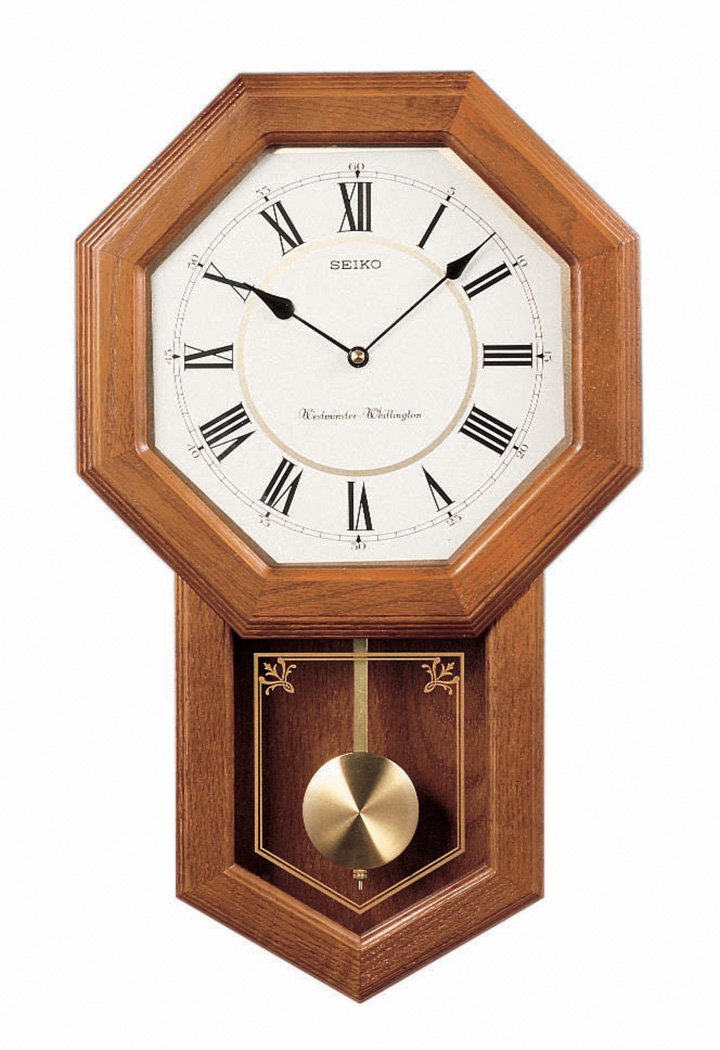Seiko Light Oak Traditional Schoolhouse Wall Clock with Chime & Pendulum - Vintage Style Decorative Clock for Home, Office, Classroom & Library