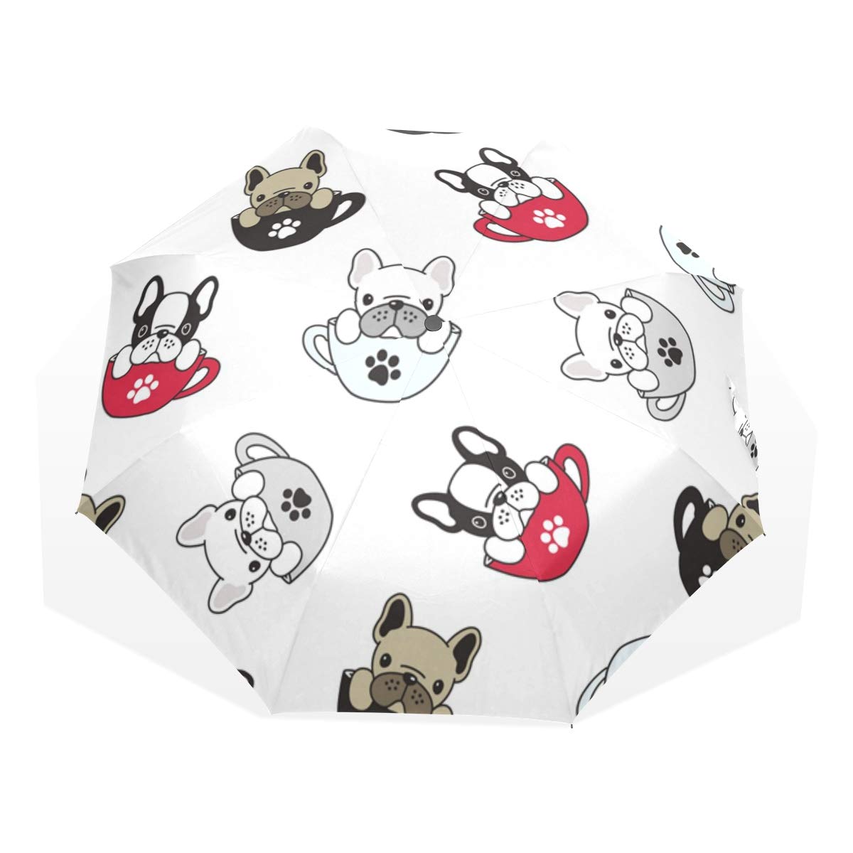 VIKKO Windproof Waterproof Foldable Travel Umbrella for Dogs - Compact Lightweight Rain Umbrella for French Bulldog, Pug & Small Pets - Perfect for Walking, Hiking & Outdoor Adventures