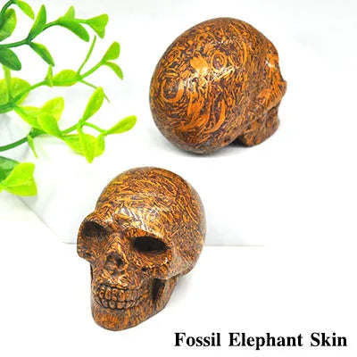 2 Pack Skull Statue - Natural Stone Healing Crystal Hand Carved Home Decor, Wicca Energy Chakra Healing Gem Figurine - Perfect for Meditation, Altar Display & Spiritual Gift Giving