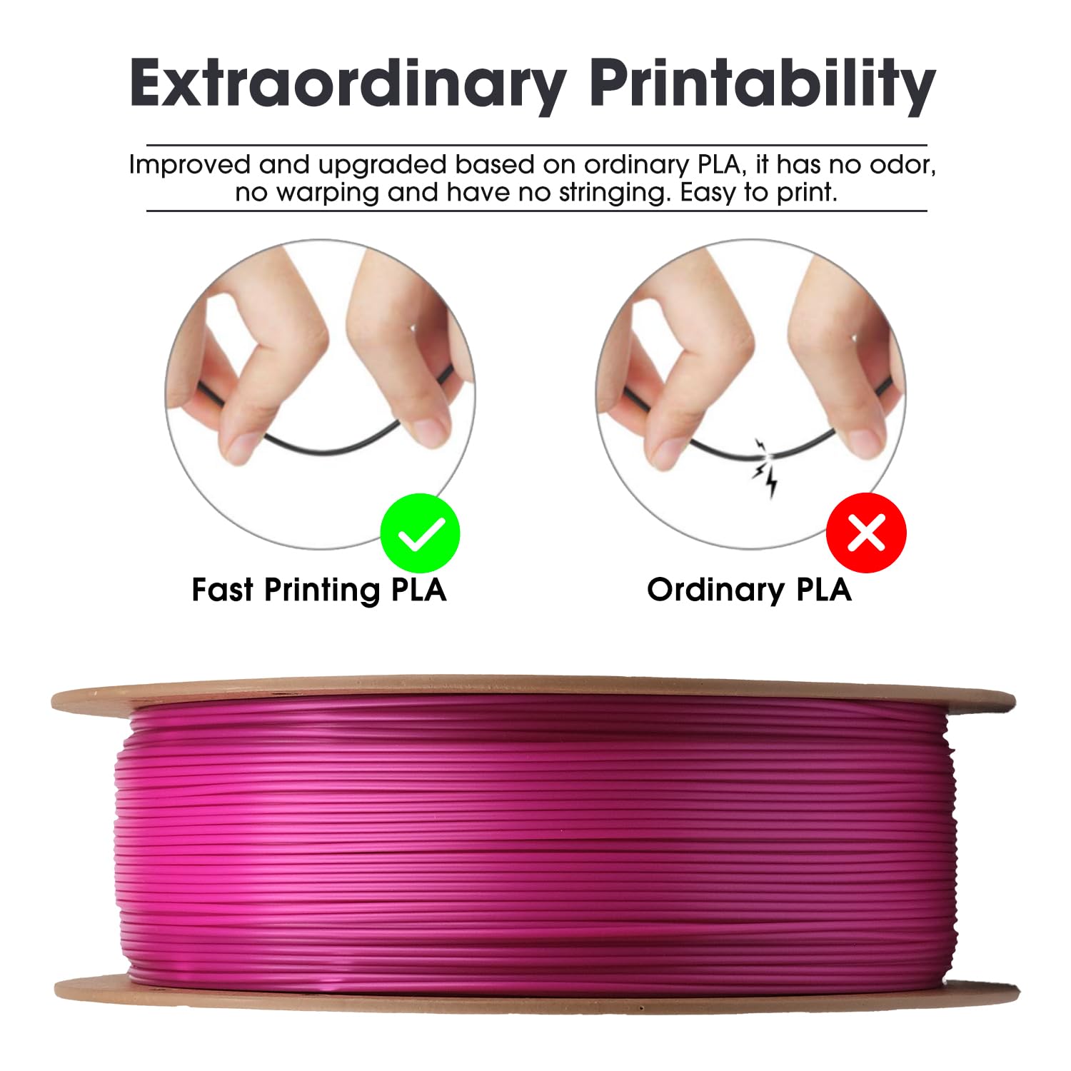 eSUN PLA Filament 1.75mm for High Speed 3D Printing - Premium ePLA Filament with +/- 0.02mm Dimensional Accuracy, 1kg Spool (2.2Lbs) - Fast Printing PLA Filament in Purple - Perfect for DIY Projects, Prototyping, and Home 3D Printing