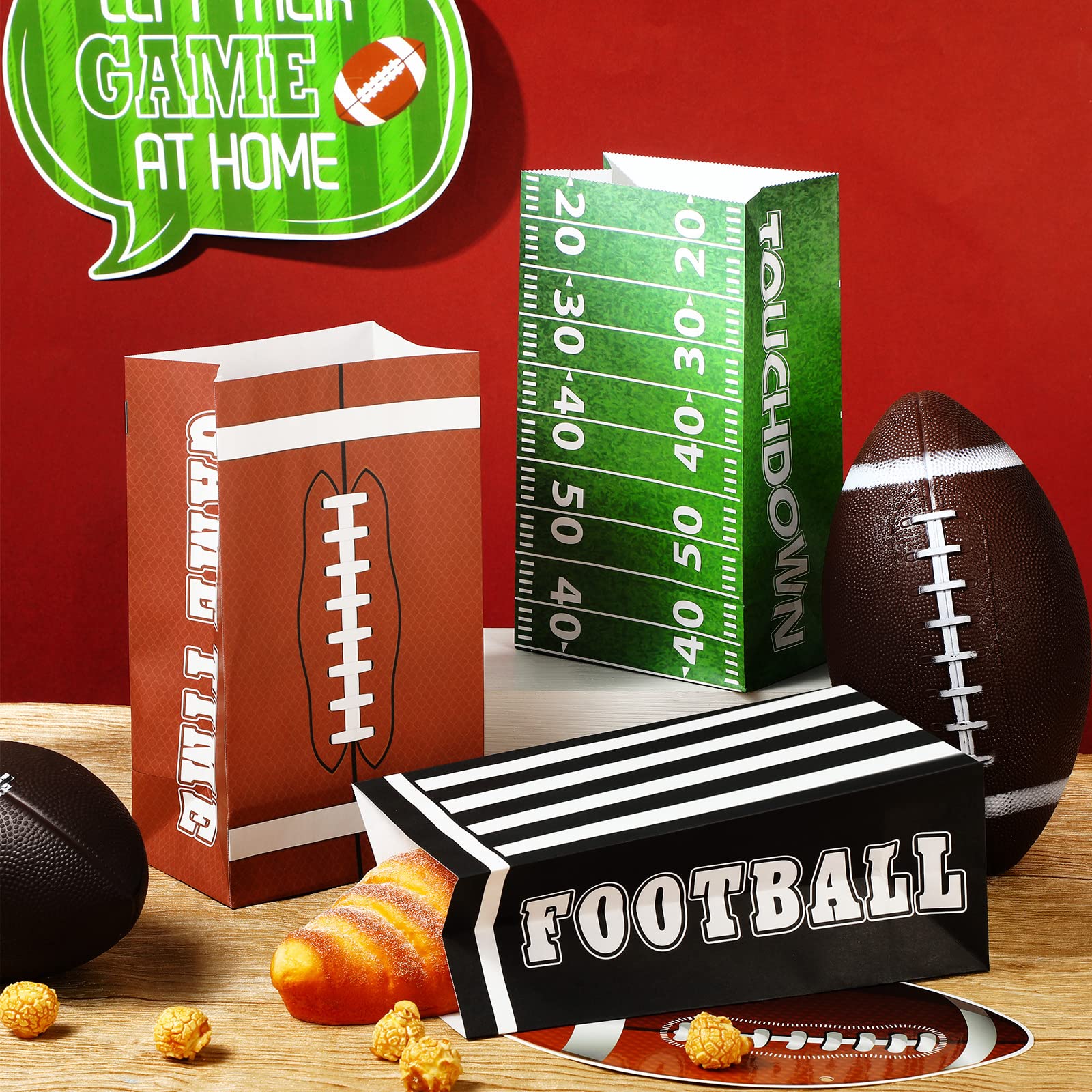 36 Pack Football Party Favor Bags - Themed Paper Gift Treat Candy Bags for Game Day Decorations, Tailgating & Birthday Party Supplies - Perfect for Super Bowl, Sports Themed Events & Kids Birthday Parties