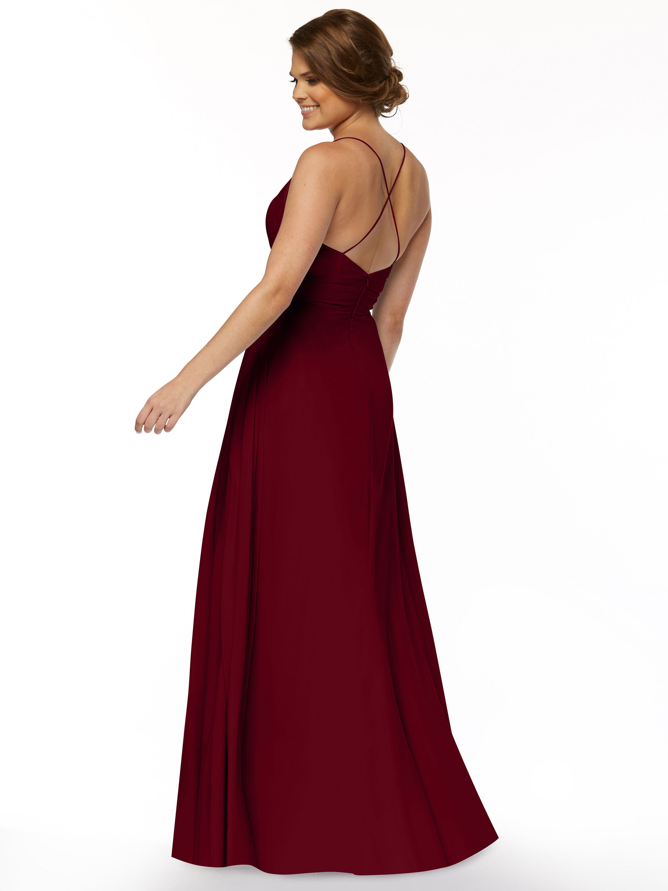 Elegant 83027 Stretch Chiffon A-Line Bridesmaid Dress with Pleats - Perfect for Weddings, Formal Events & Evening Parties