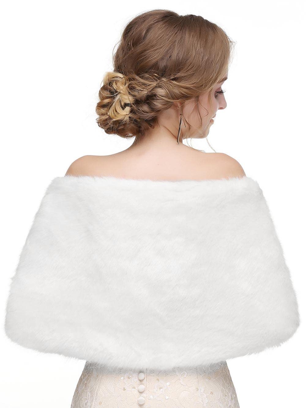 Elegant Women's Wedding Faux Fur Shawl - Soft Bridal Fur Wrap for Evening Dresses & Gowns - Perfect for Brides, Prom & Formal Events