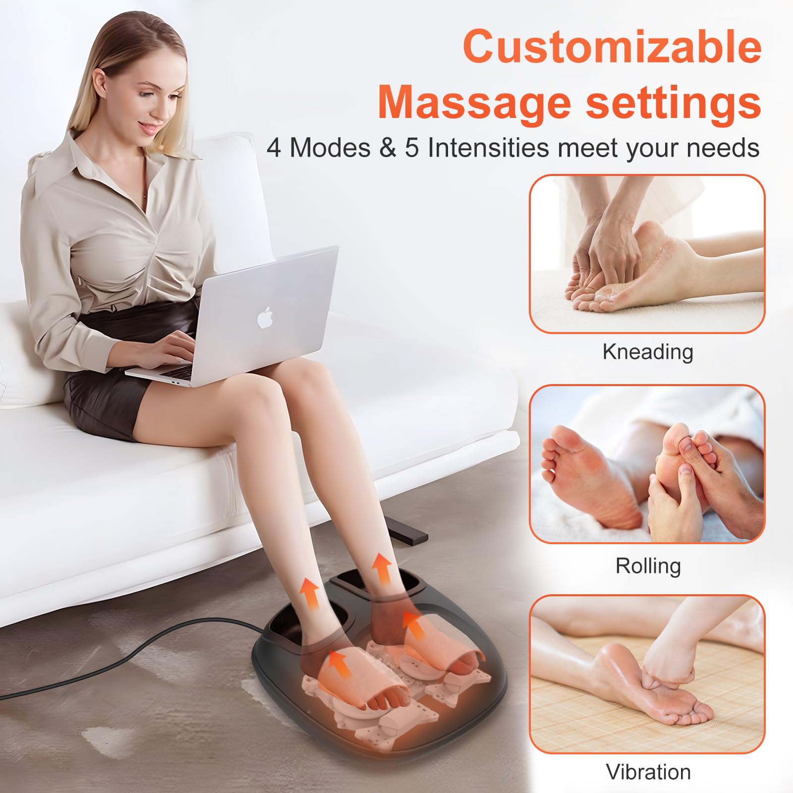 Heated Shiatsu Foot Massager for Plantar Fasciitis & Neuropathy Pain Relief - Adjustable Vibration & Pressure, FSA/HSA Eligible - Perfect Gift for Women, Men & Mom - Fits Up to 13