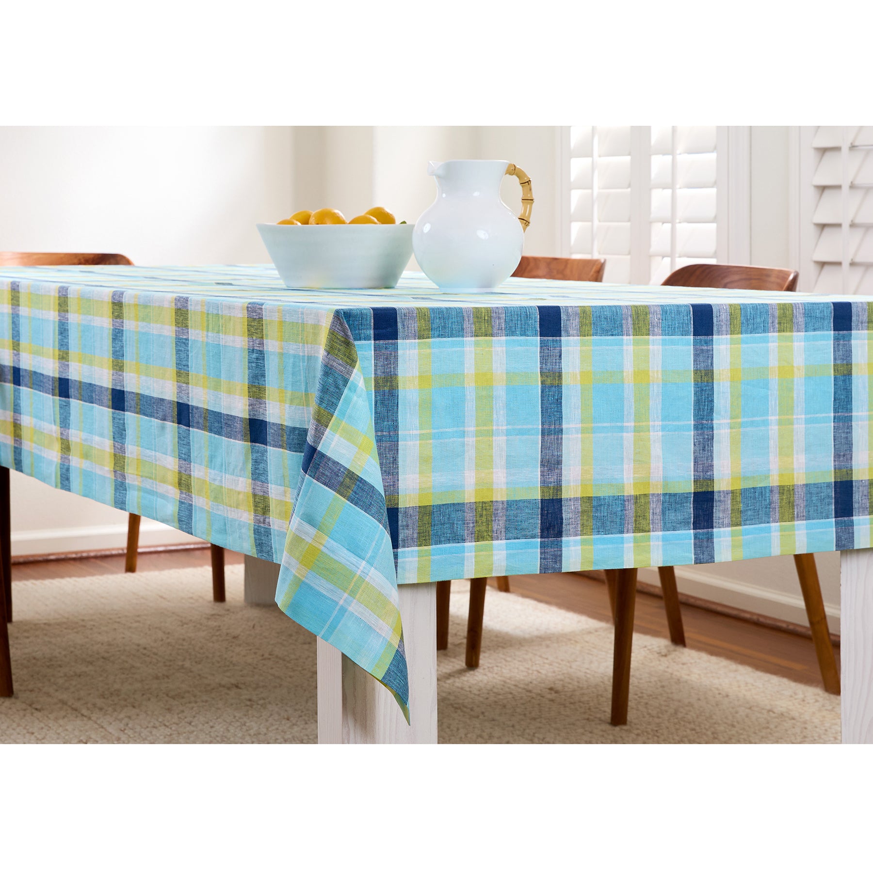 Summer Madras Plaid Tablecloth - Waterproof & Wrinkle-Free Picnic Table Cover for Outdoor Dining, BBQs, and Parties