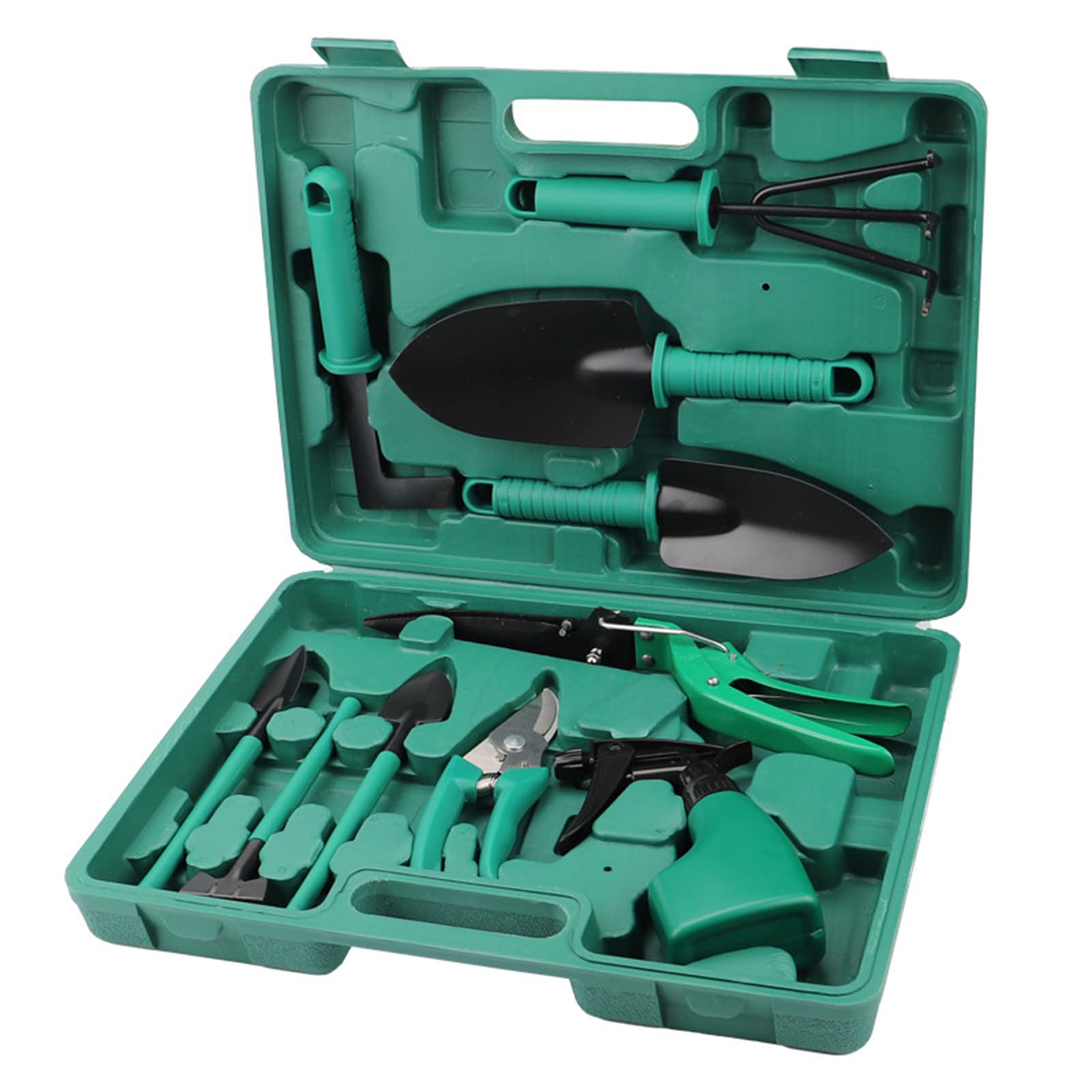 10-Piece Heavy Duty Garden Tools Set with Aluminum Storage Bag - Pruning Shears, Durable Gardening Kit & Organizer - Perfect Gardening Supplies Gift for Women & Men (Green) - Ideal for Home Gardening, Landscaping & Outdoor Yard Work