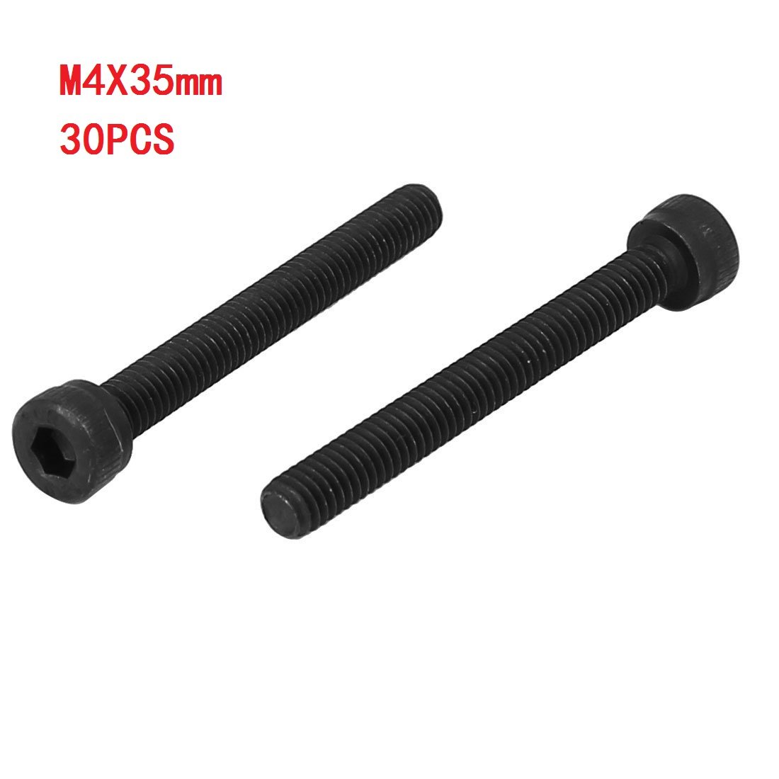 30pcs M4x35mm 12.9 Alloy Steel Hex Socket Screws - Black for Machinery & DIY Projects