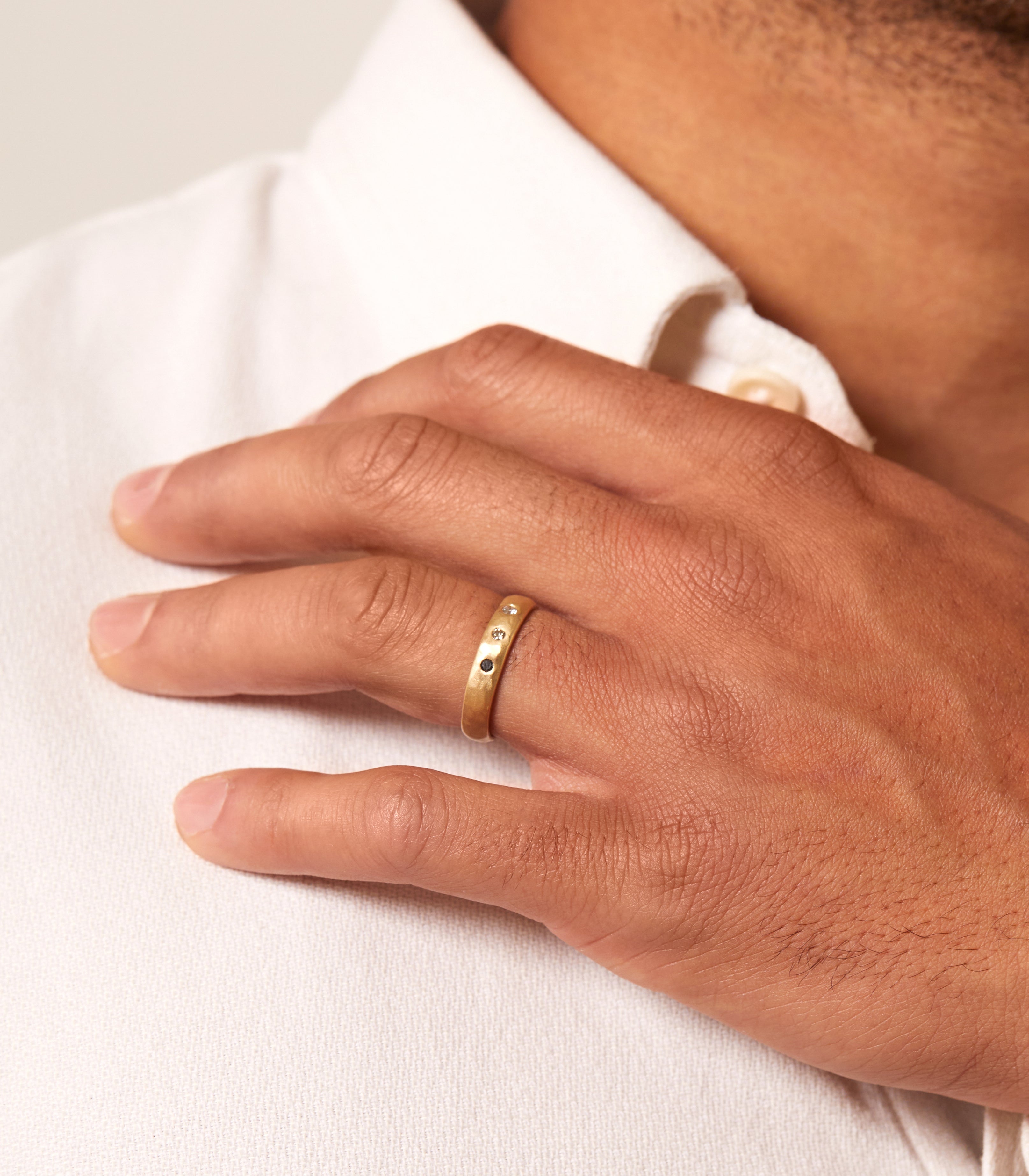 Organic Diamond Wedding Band for Men & Women - Unisex Textured Ring for Engagement, Anniversary & Everyday Wear