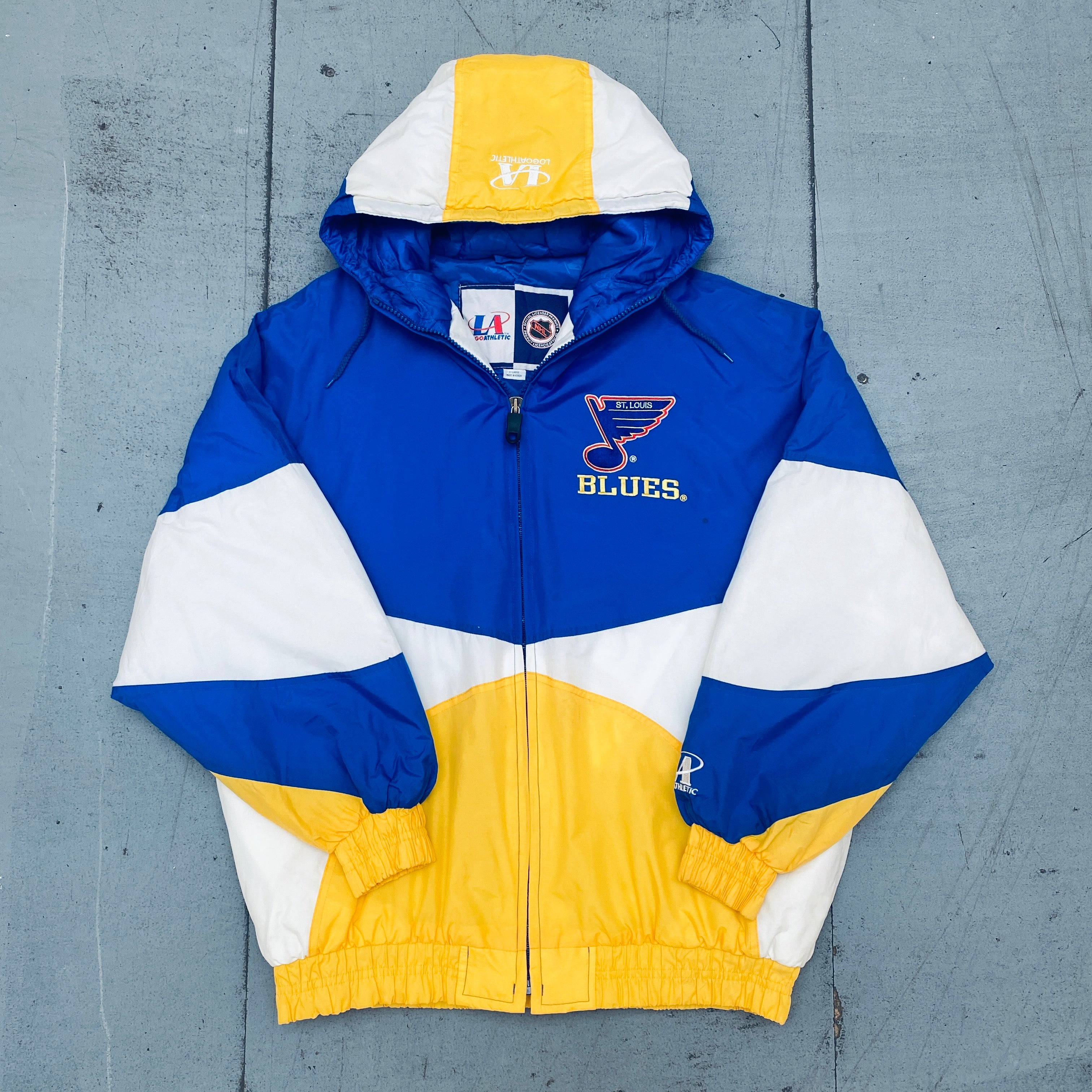 St. Louis Blues 1995 Logo Athletic Full-Zip Jacket for Men - Vintage NHL Hockey Hoodie, L/XL - Perfect for Game Day, Outdoor Sports & Casual Wear
