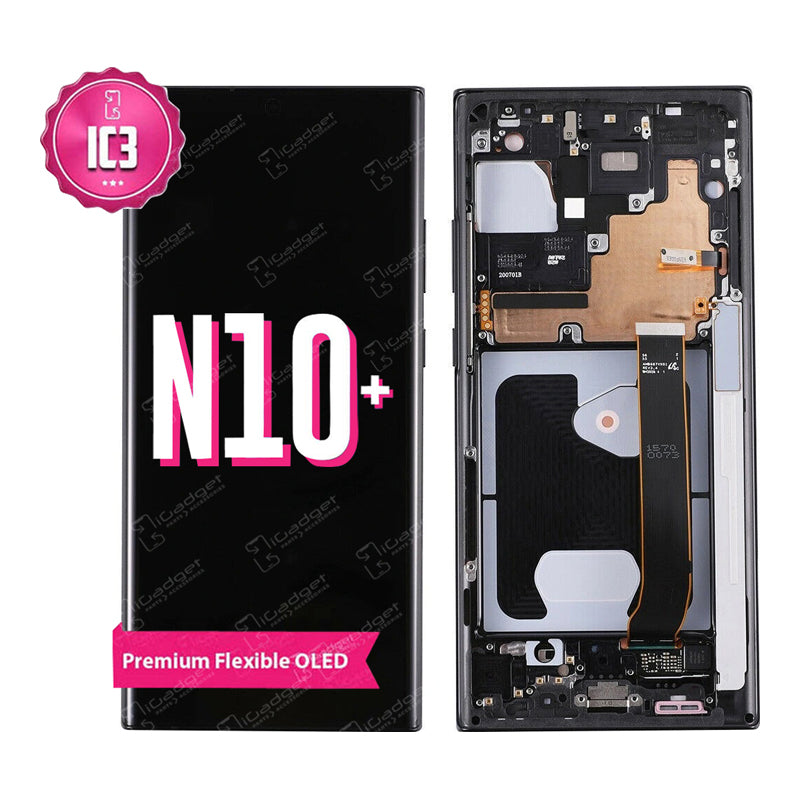 Samsung Galaxy Note 10 Plus IC3 OLED Screen Replacement with Middle Frame - Premium Display Repair Kit for Cracked or Damaged Screens | Perfect for DIY Phone Repair at Home or Professional Technicians