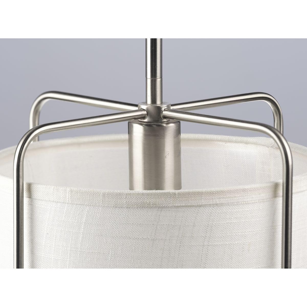 Marche Collection 4-Light Polished Nickel Grey Mylar Shade Luxe Pendant Light - Modern Dining Room Chandelier for Kitchen Island, Bedroom & Living Room Lighting