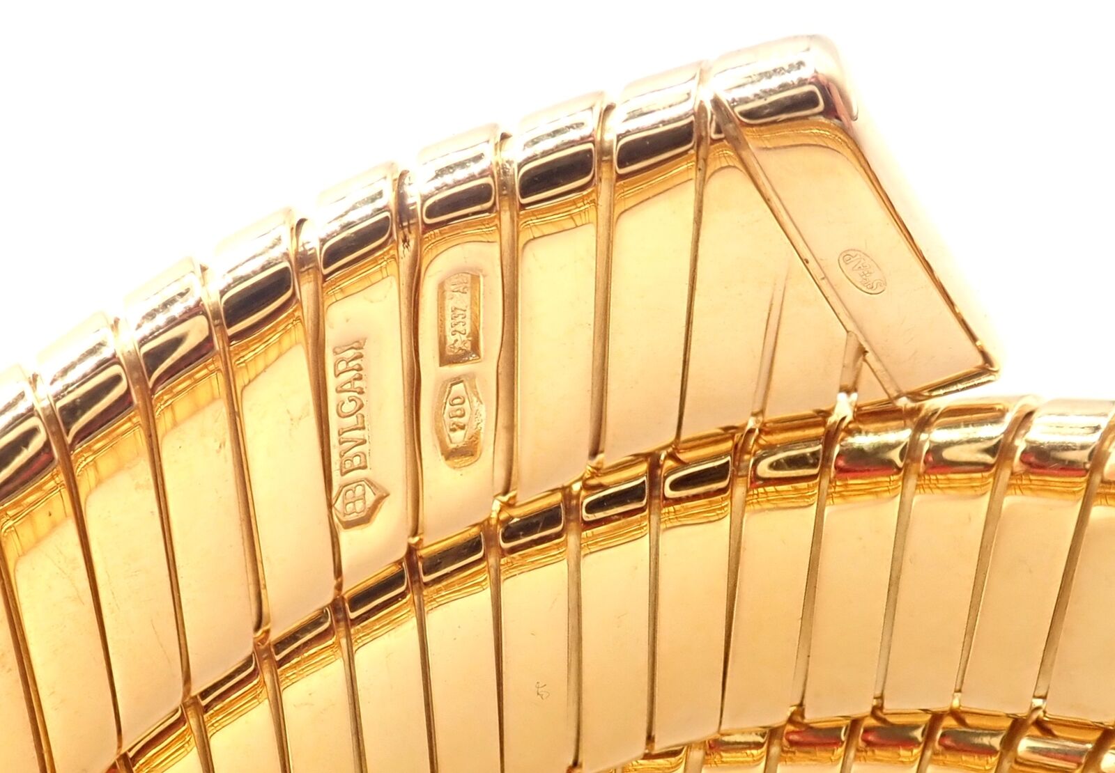 Authentic Bulgari 18k Yellow Gold Tubogas Serpent Bracelet Watch - Luxury Italian Jewelry for Women, Perfect for Gifts & Special Occasions
