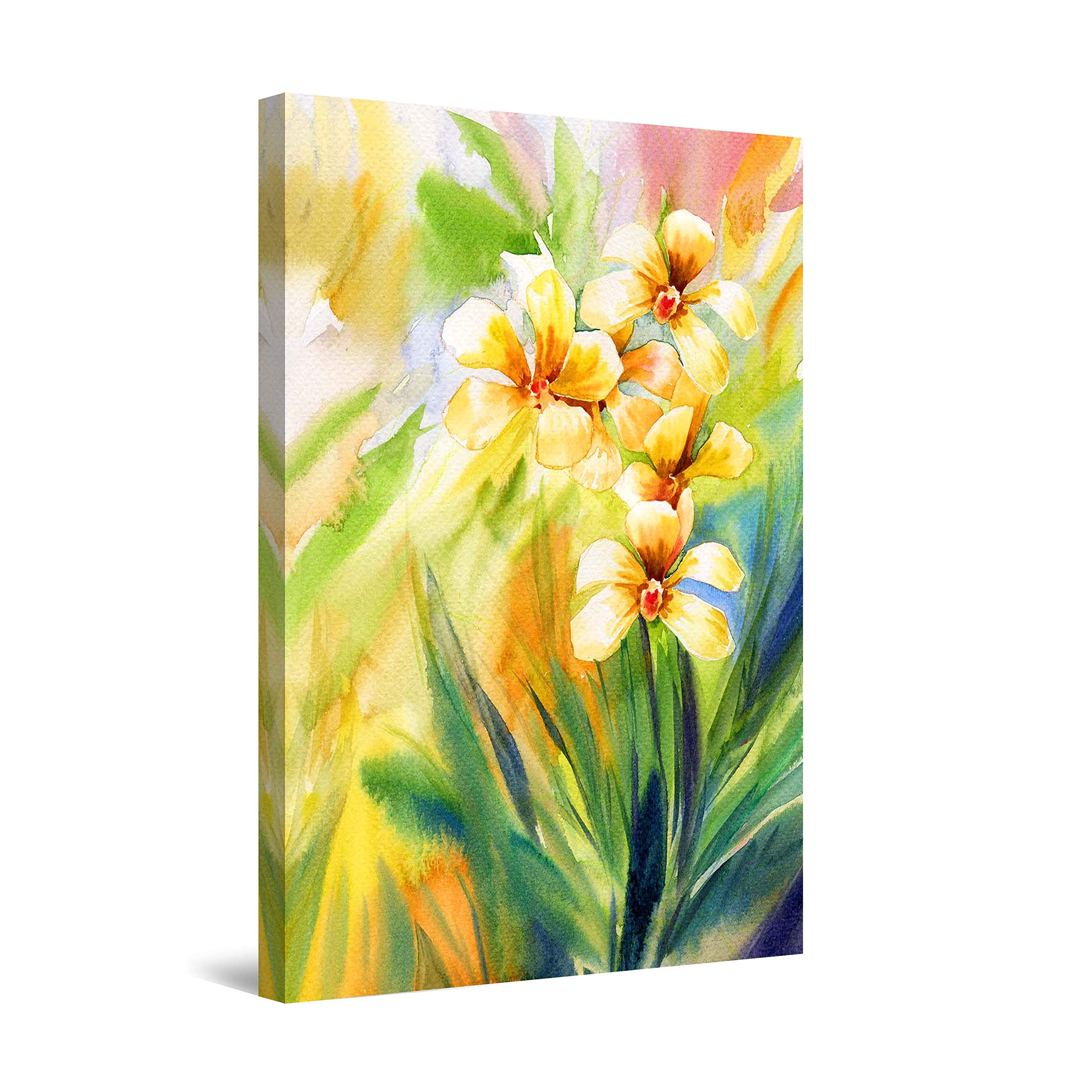 Yellow Flowers Waiting for You - Large Framed Canvas Wall Art 32x48 Inches - Perfect for Living Room, Bedroom & Office Decor