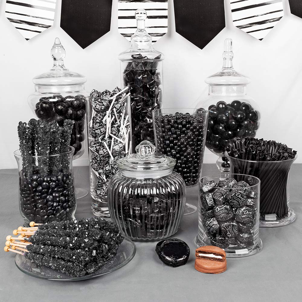 Premium Black Candy Buffet Supplies (15+ Pounds) - Bulk Chocolate Assortment with Hershey's Kisses, M&M's, Dove & More - Perfect for Weddings, Birthday Parties, Baby Showers & Corporate Events - Serves 24-36 Guests