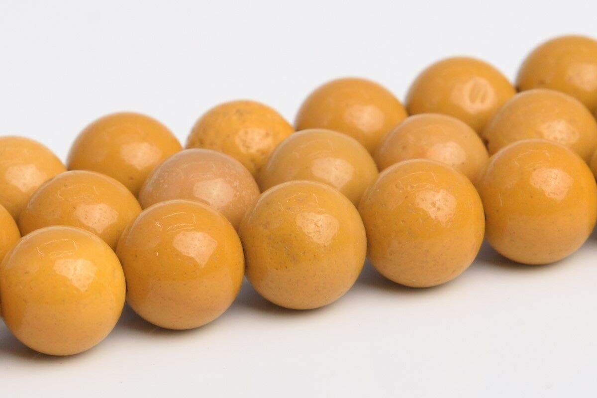 KapOD 6MM Genuine Natural Yellow Mookaite AAA Grade Round Loose Gemstone Beads - 15 Inch Strand for Jewelry Making, DIY Crafts & Healing Crystal Projects