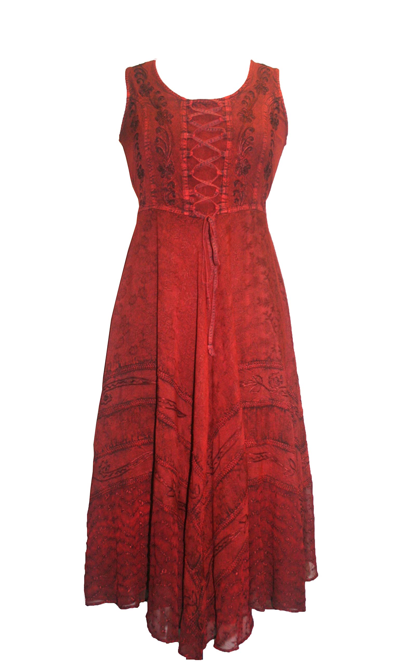 Agan Traders Women's Gothic Corset Smocked Maxi Dress 2025 - Sleeveless Embroidered Summer Dress for Women, Calf Length Twirl Dress for Spring & Summer, Perfect for Parties, Weddings & Date Nights