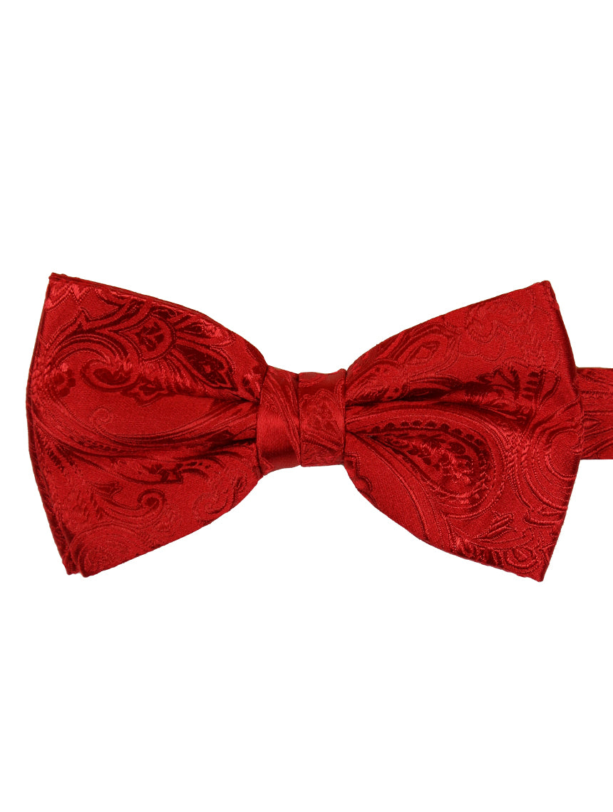 Classic Paisley Bow Tie for Men - Stylish Red Necktie for Weddings, Prom & Formal Events | DÉCLIC