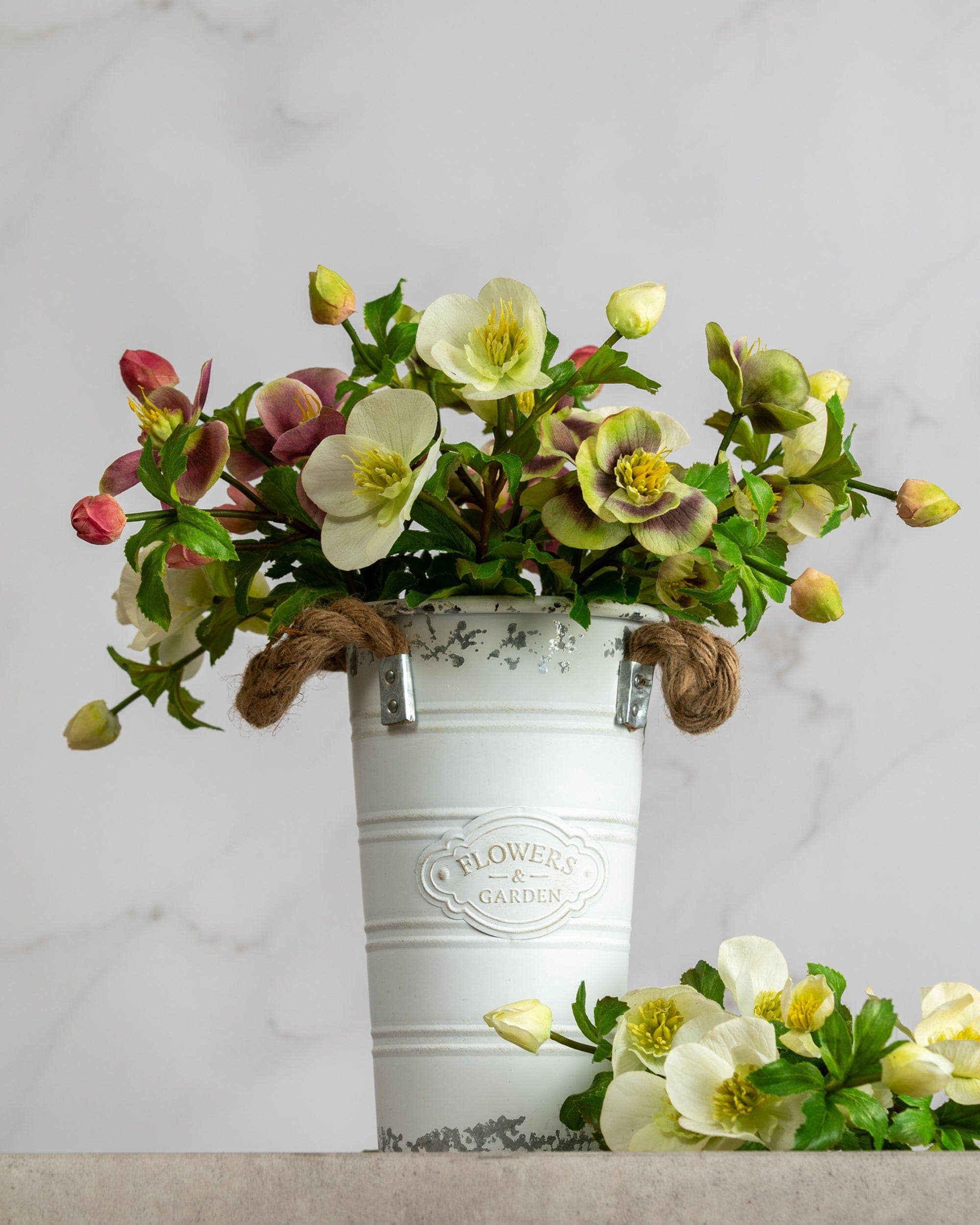 Artificial White Hellebore Flowers - 18 Stems Fake Hellebores for Home Decor, Wedding Centerpieces, and Floral Arrangements
