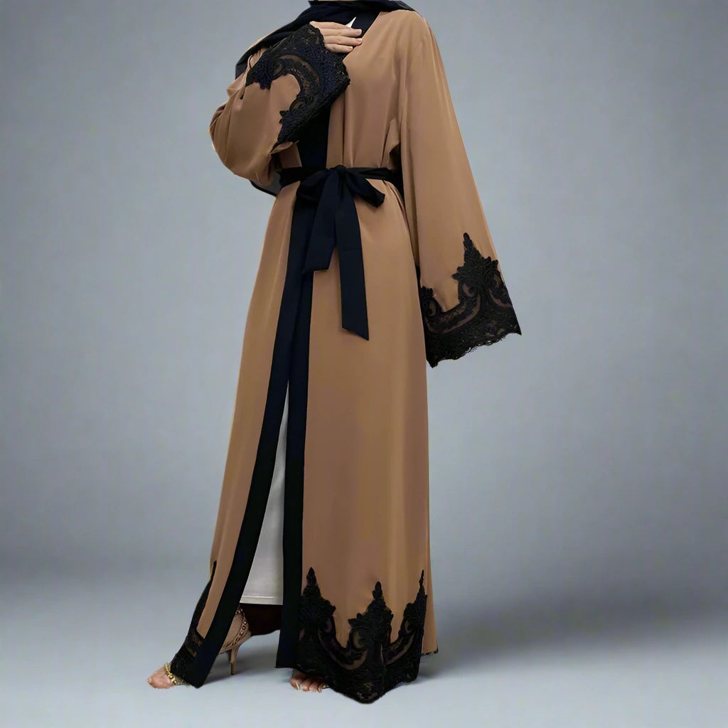 Elegant Muslim Women's Fashion Ramadan Cardigan Maxi Robe Open Abaya Dress - Perfect for Prayer, Eid Celebrations & Modest Daily Wear
