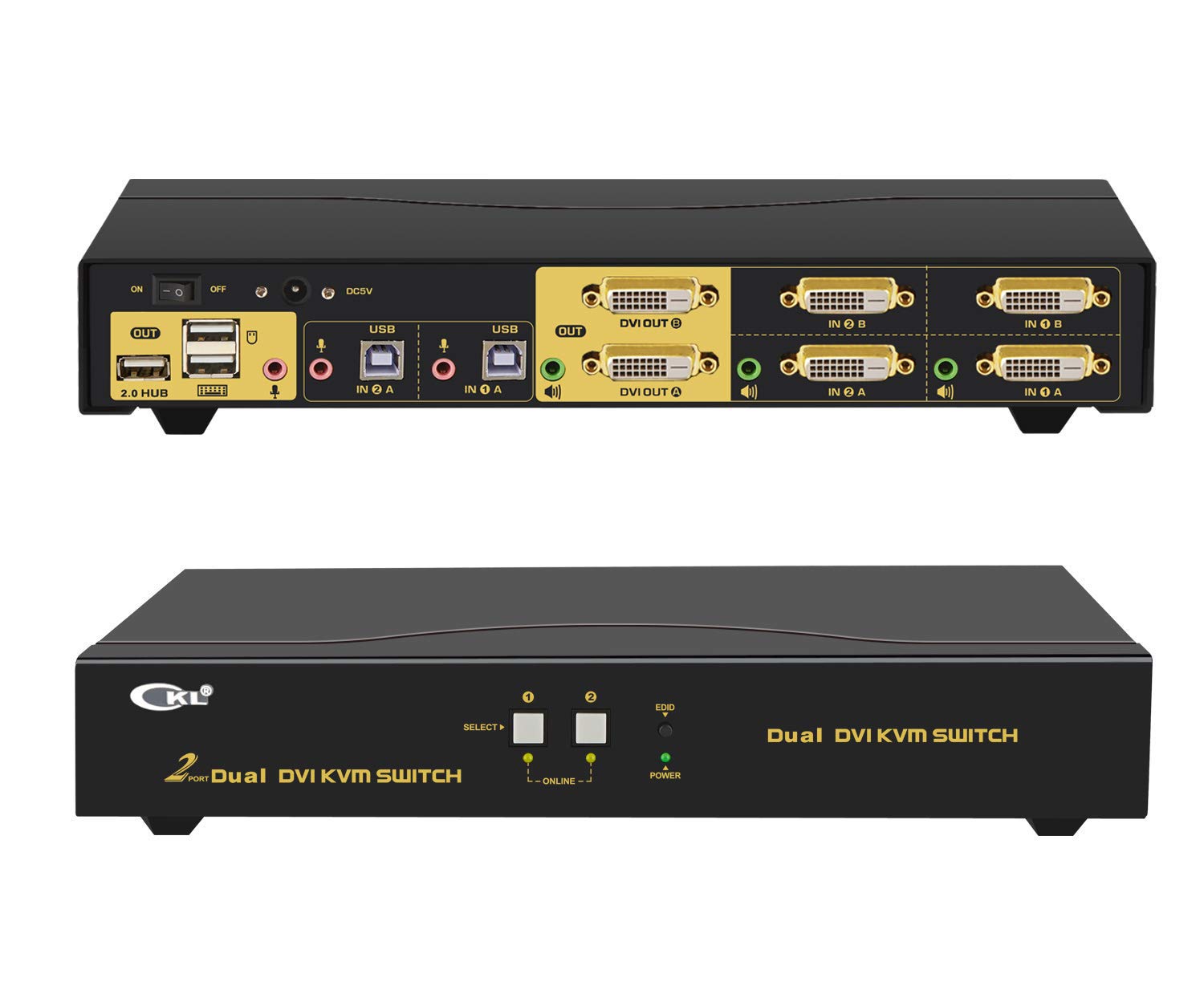 Dual Monitor KVM Switch 2 Port - PC Keyboard Mouse Switcher for Office & Gaming